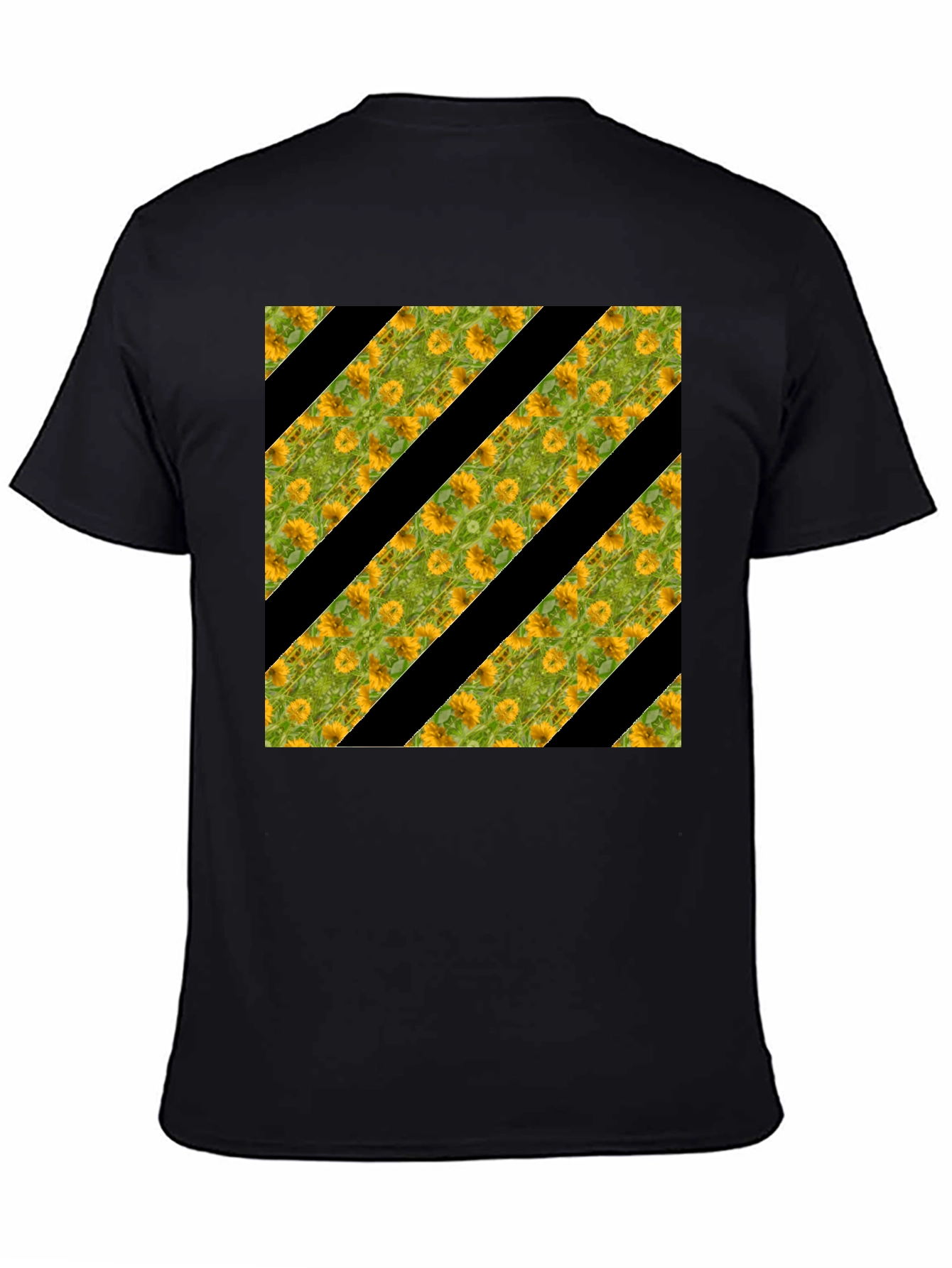 Black Sunflower Stripe Tee - Stylish Graphic Print T-Shirt view 4