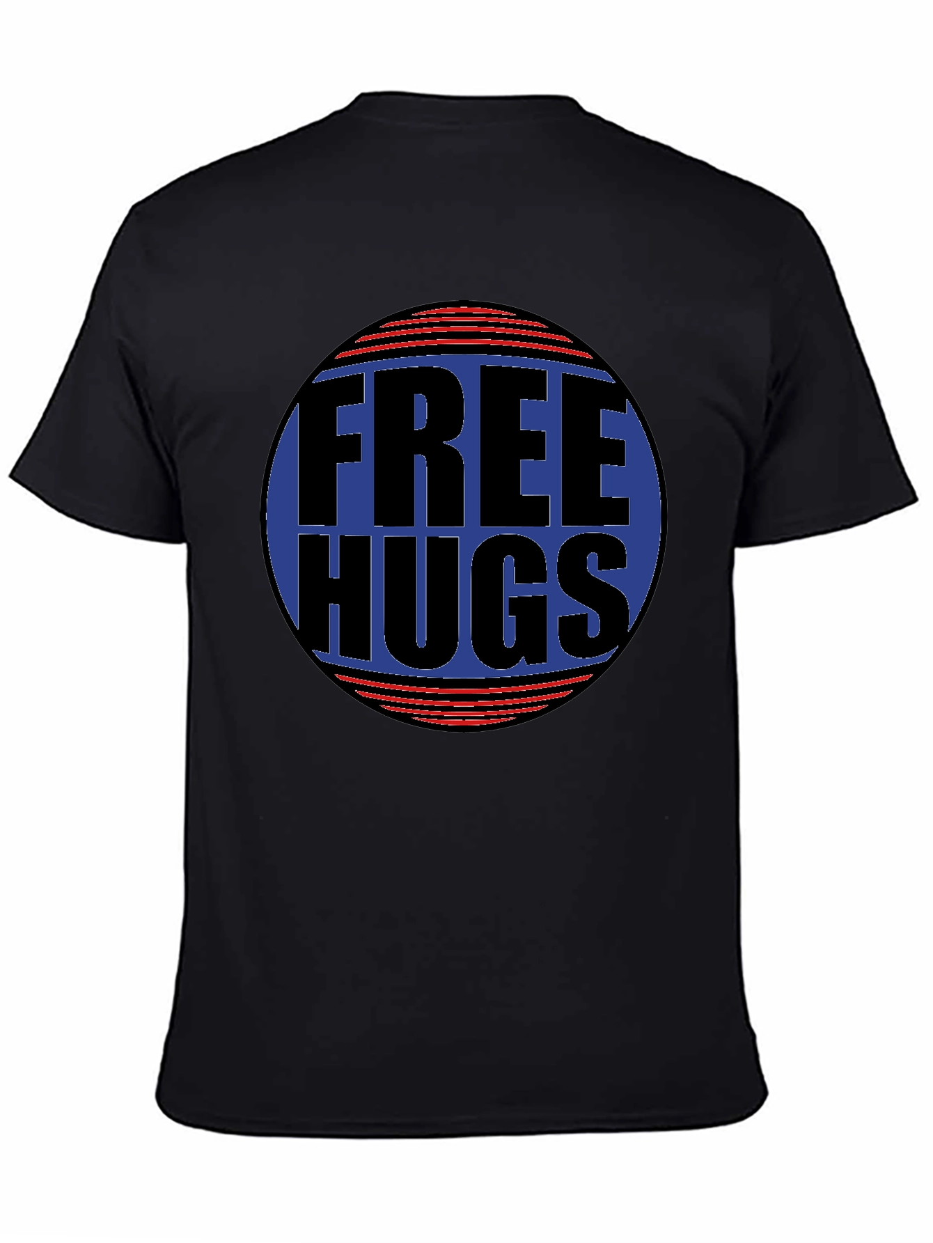 Black Free Hugs Graphic T-Shirt - Black Cotton Blend Casual Tee view 4