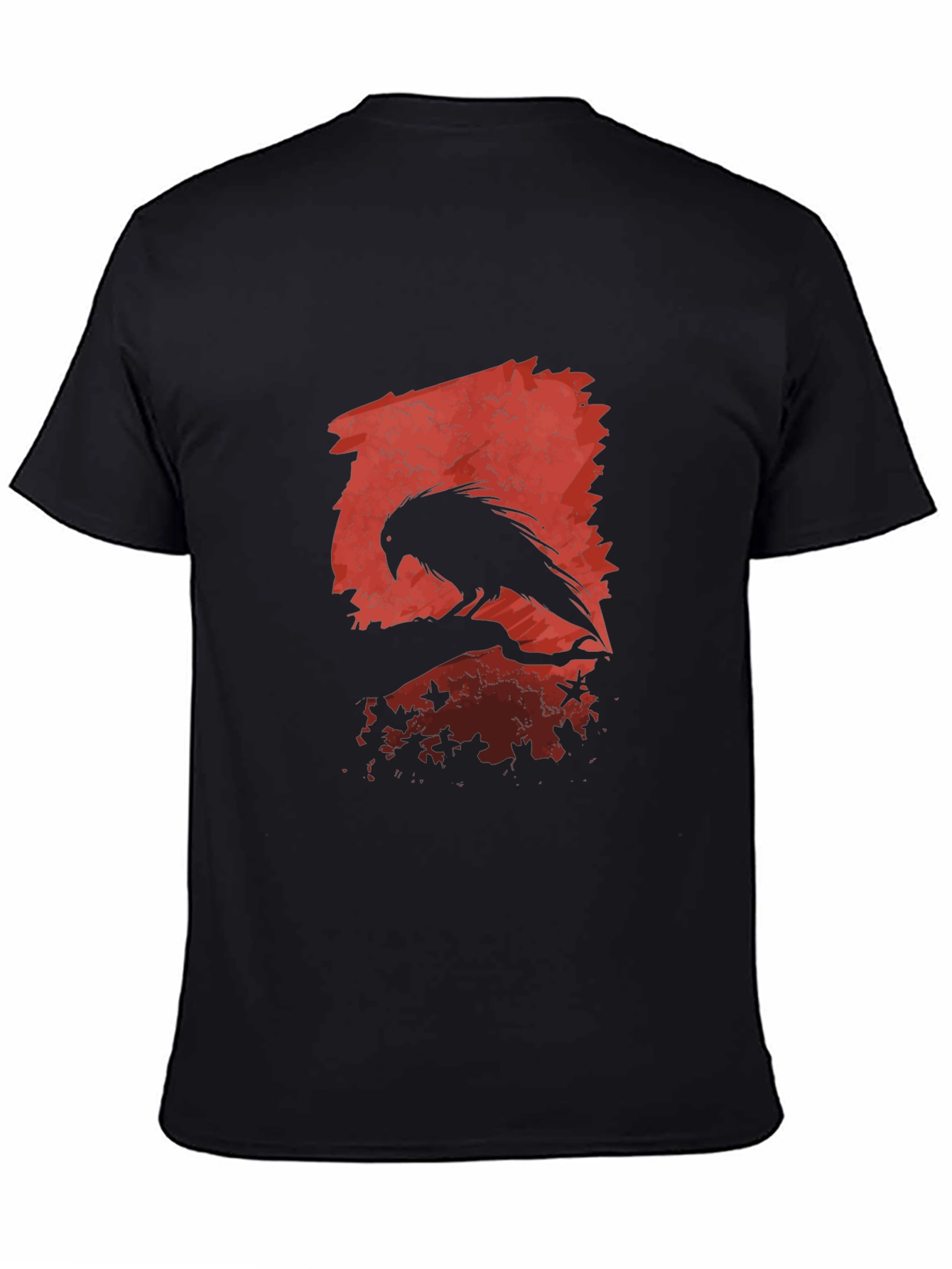 Black Raven Silhouette Graphic Black T-Shirt view 4