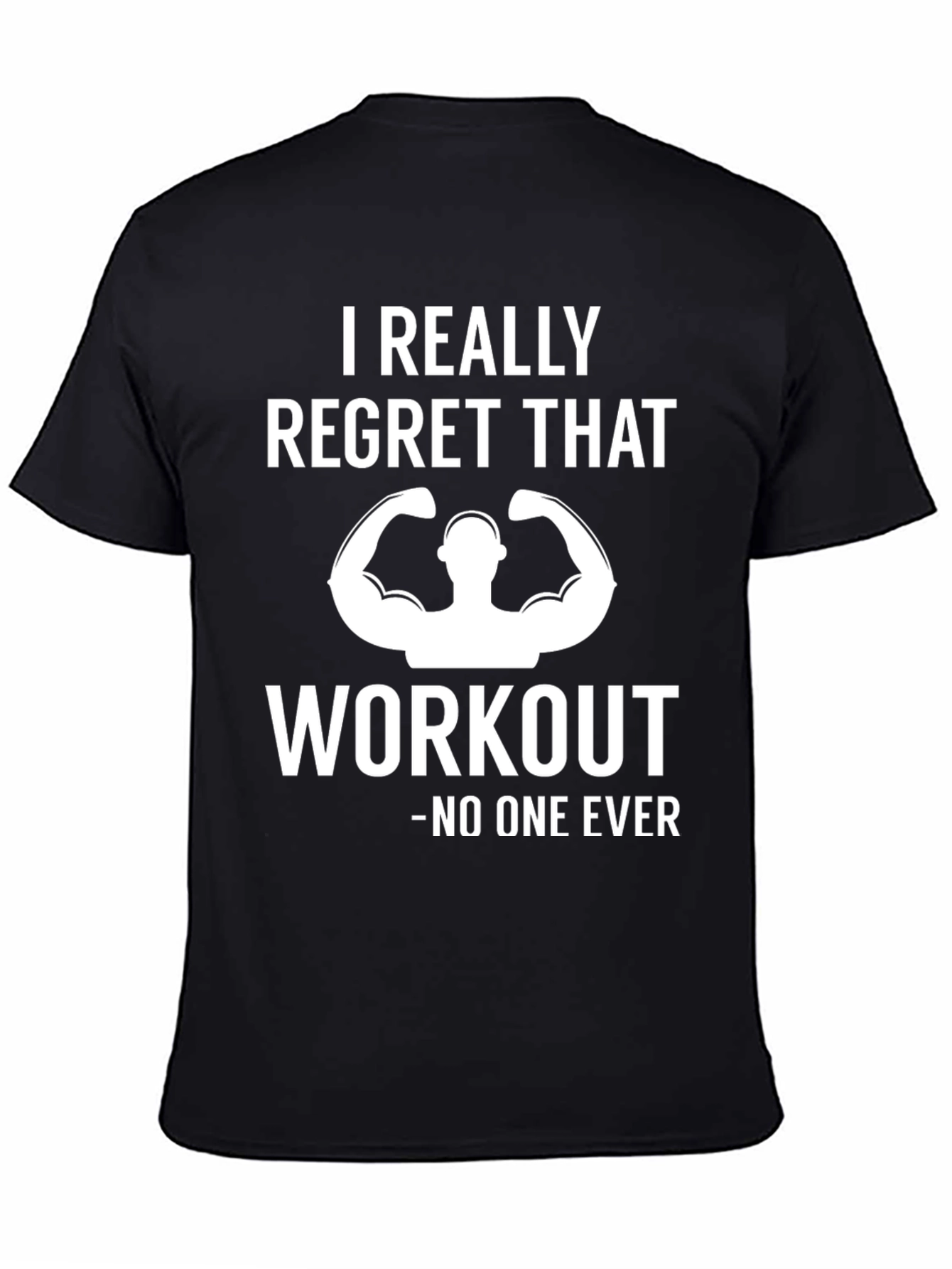 Black Funny Workout Gym T-Shirt - No Regrets view 4