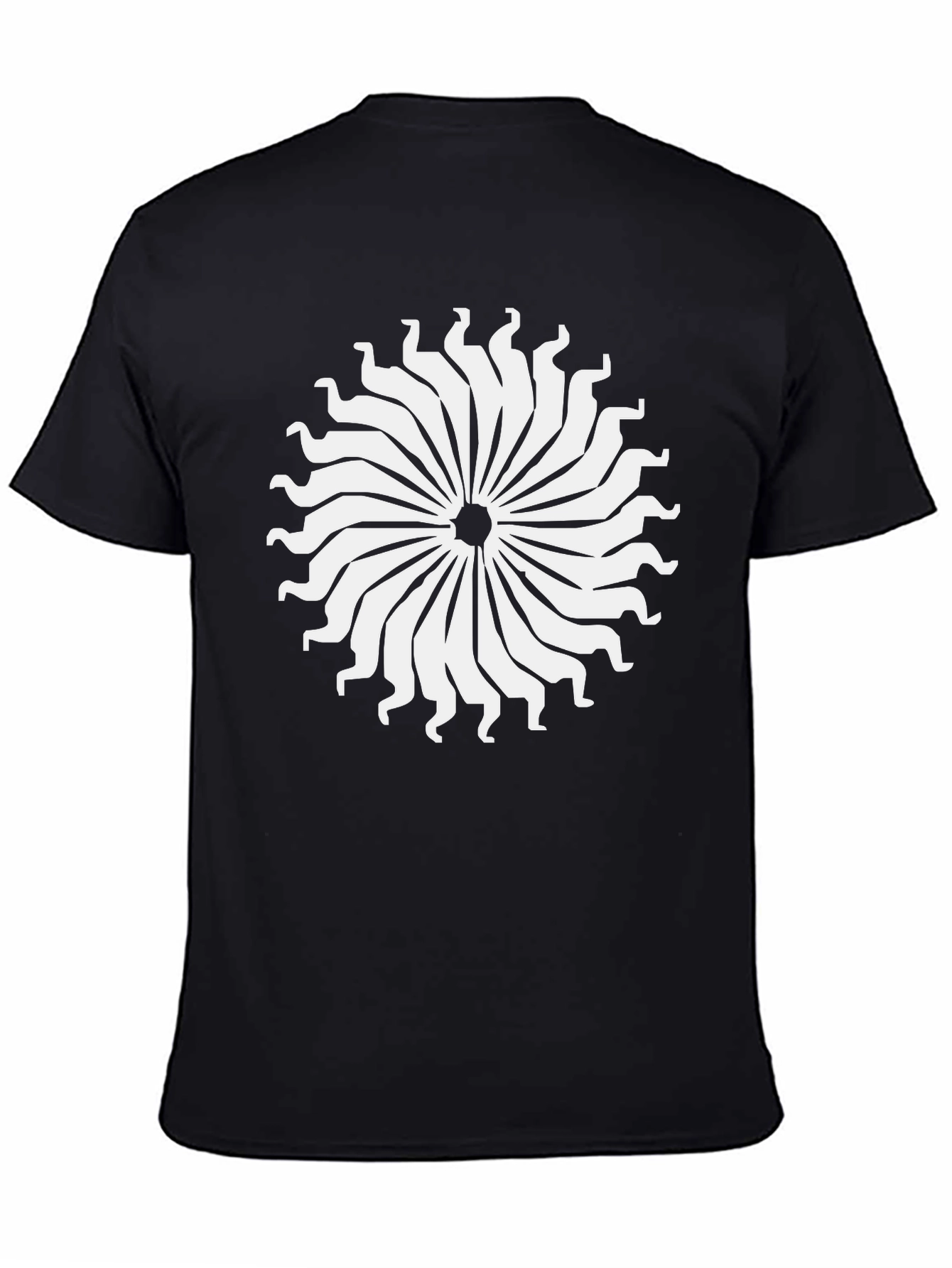 Black Abstract Sun T-Shirt - Black Cotton Tee view 4