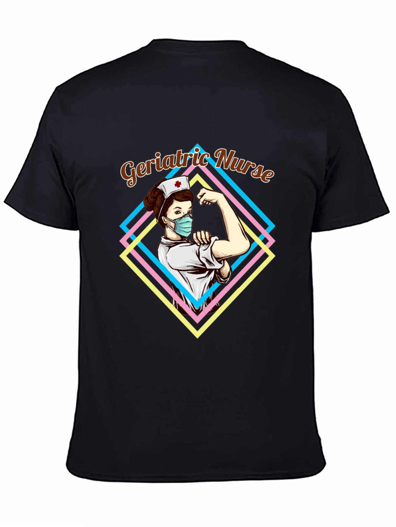 Black Geriatric Nurse Graphic T-Shirt - Black view 4
