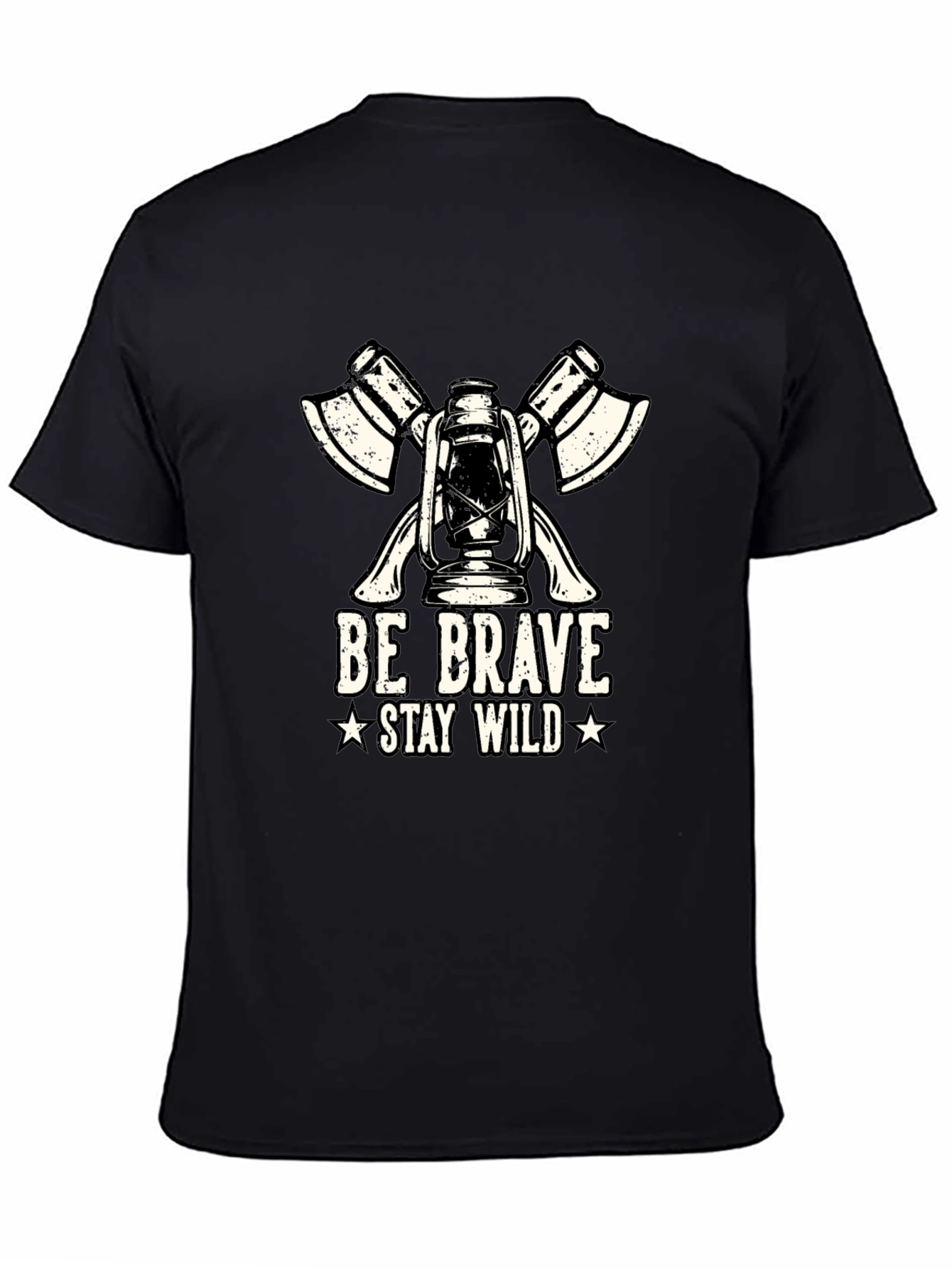 Black Be Brave Stay Wild Lantern & Axe Graphic Tee view 4