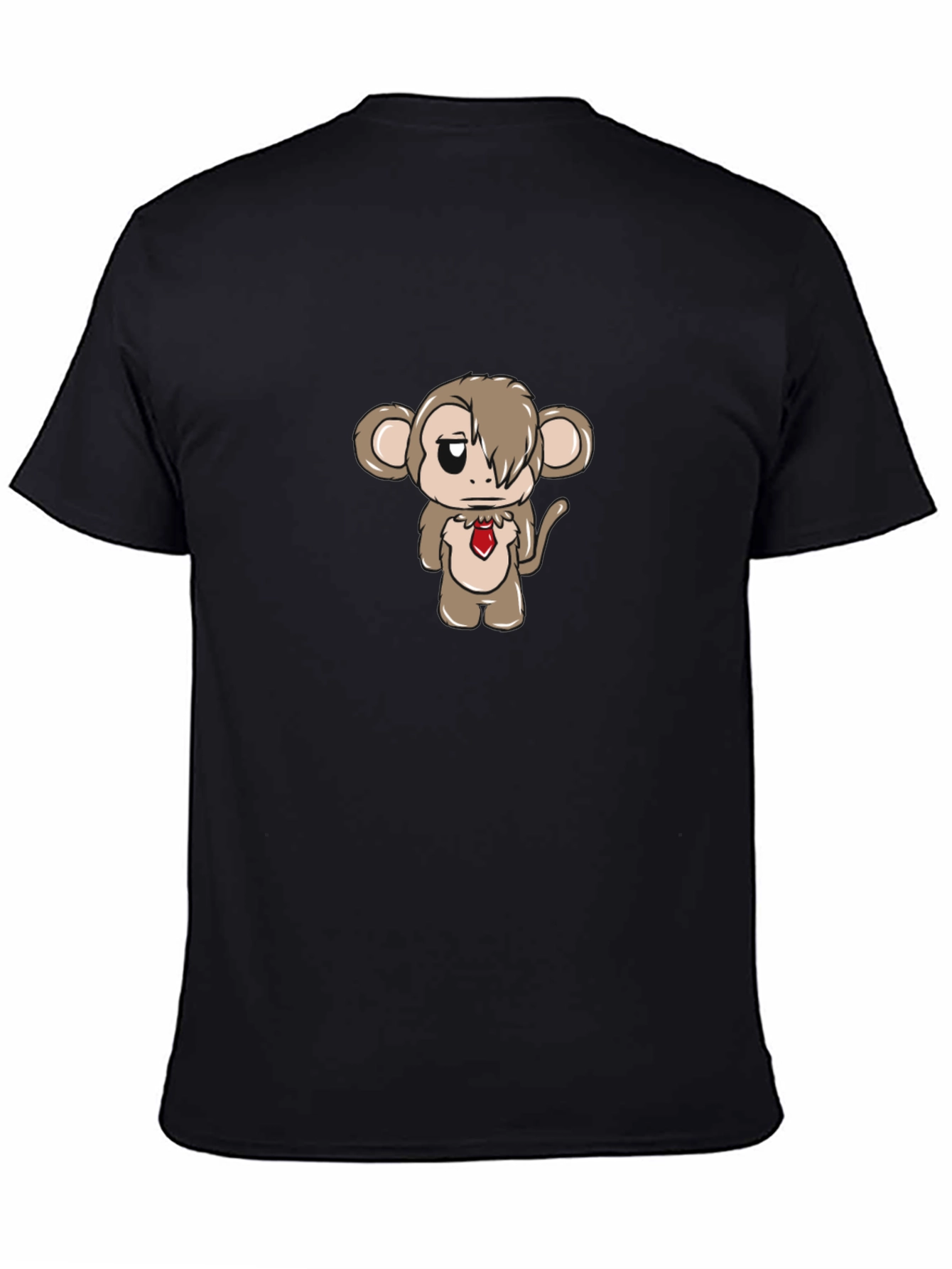 Black Sad Monkey Graphic T-Shirt - Black Cotton Blend view 4