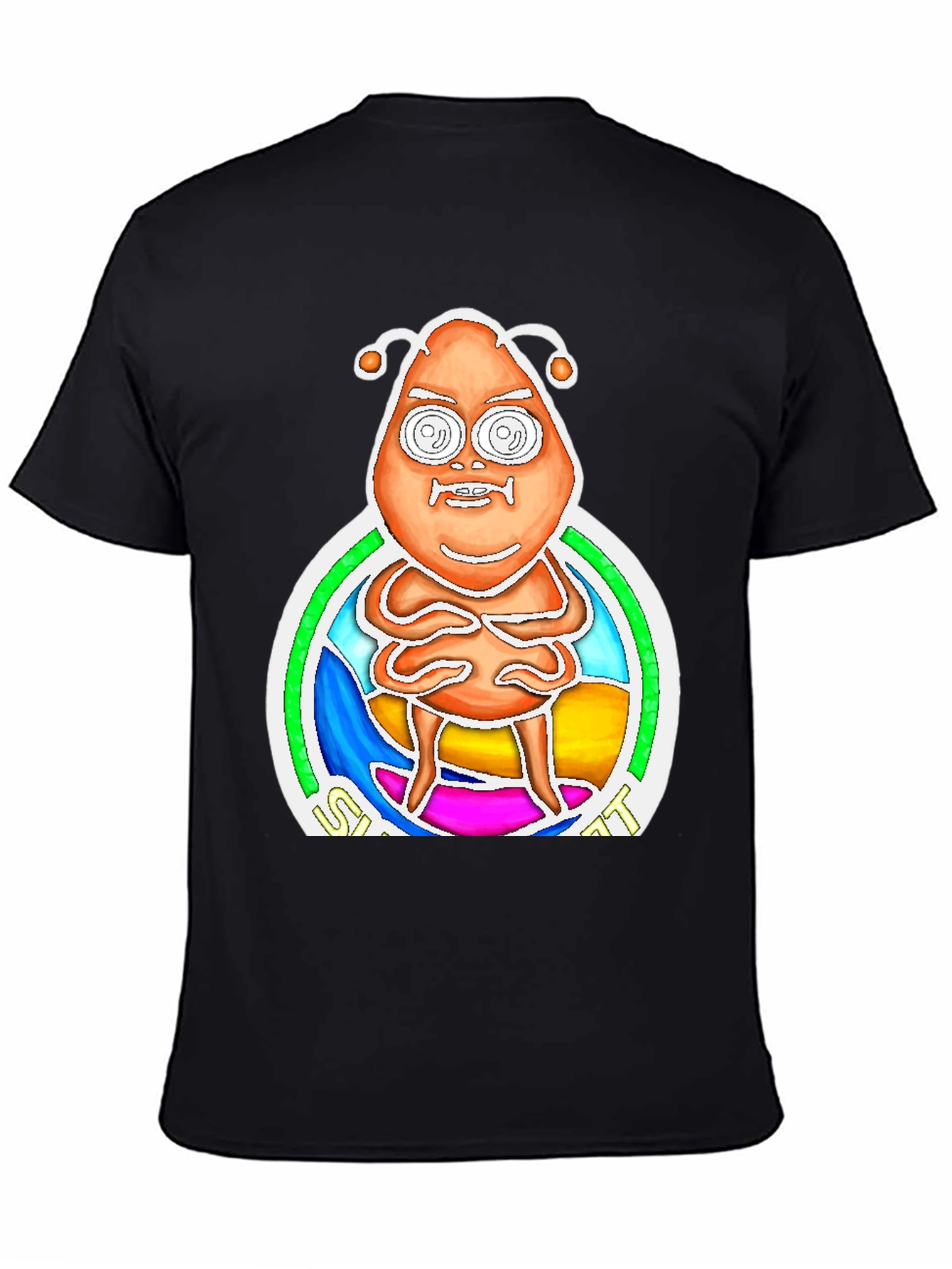 Black Alien Graphic Print Tee - Quirky Novelty T-Shirt view 4