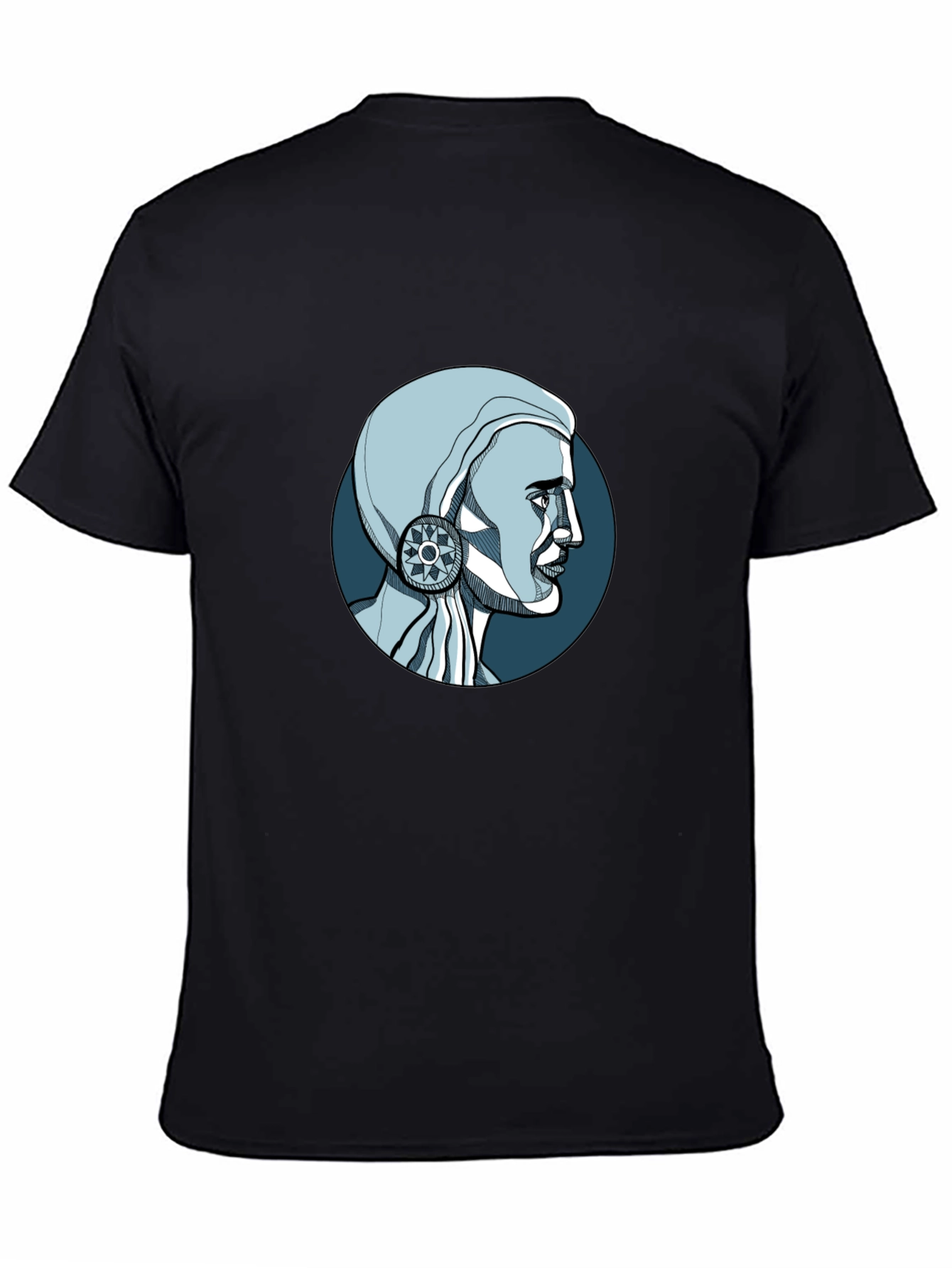 Black Unique Graphic Print T-Shirt - Artistic Design view 4