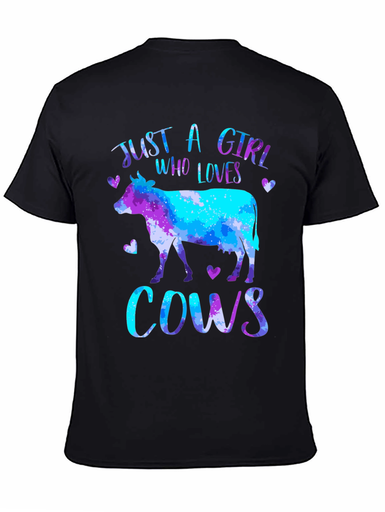 Black Just a Girl Who Loves Cows T-Shirt view 4