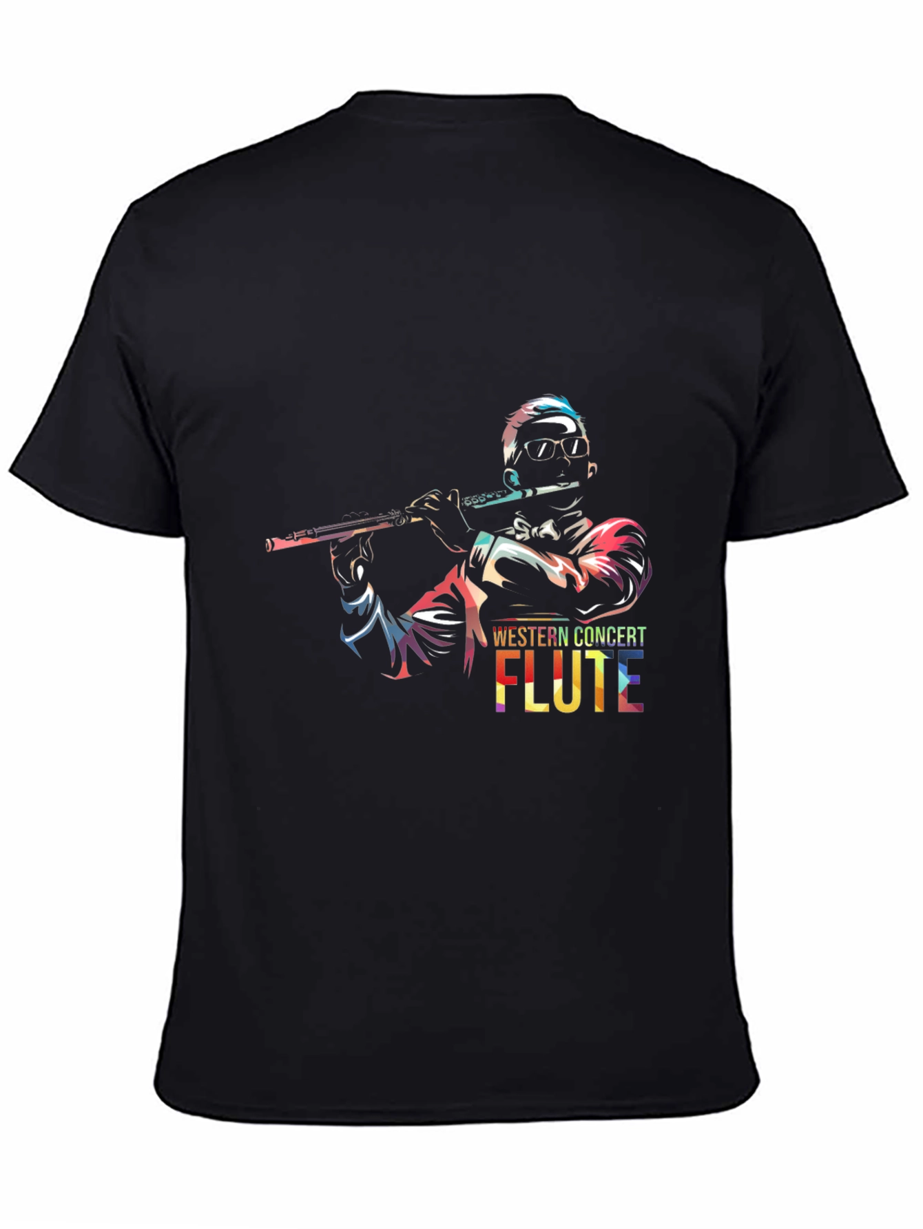 Black Concert Flute Graphic Tee - Music Lover's T-Shirt view 4