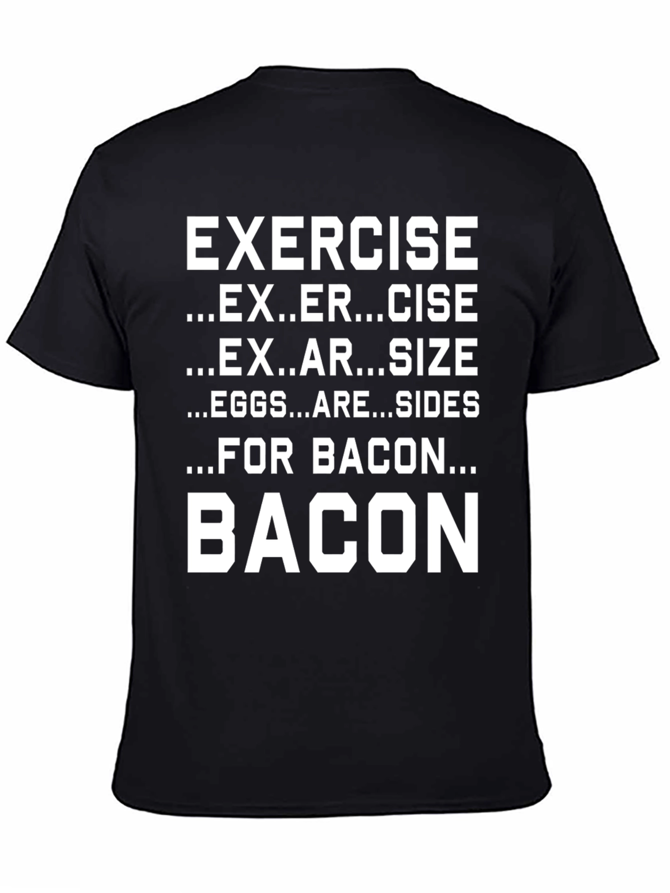Black Funny Exercise Bacon T-Shirt view 4