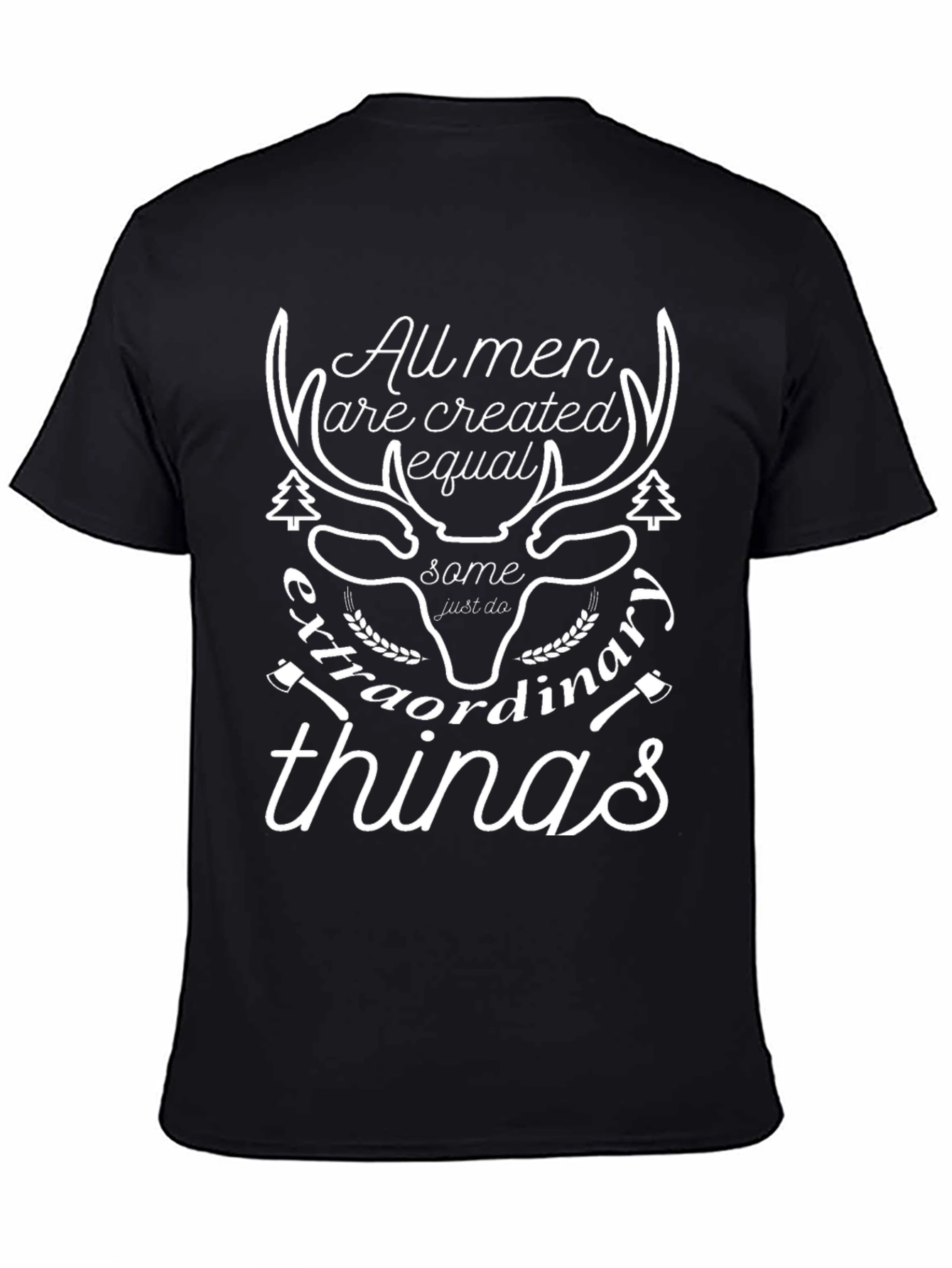 Black Men's Graphic Tee - All Men Are Created Equal, Deer Design view 4