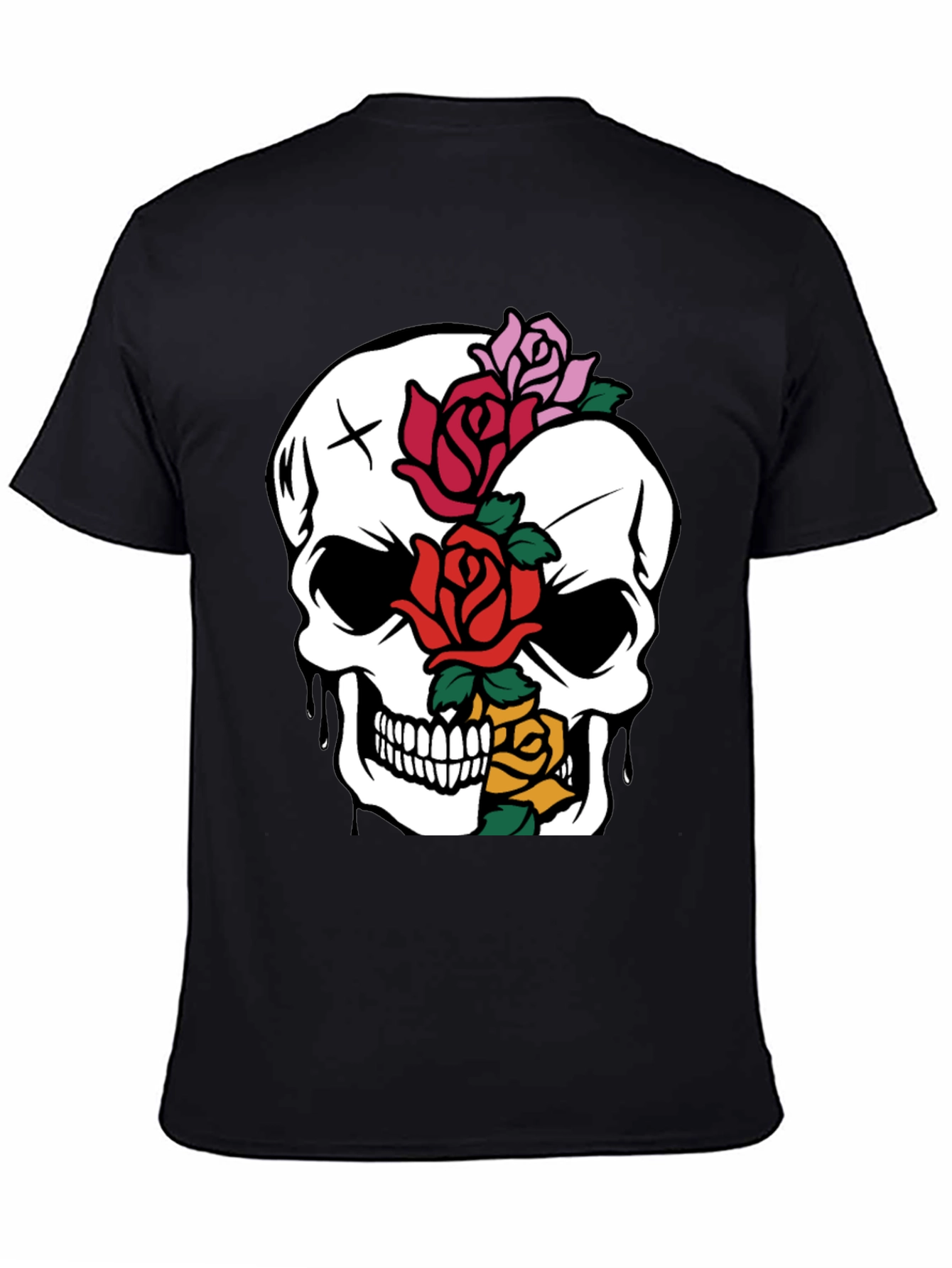 Black Skull & Roses Graphic Tee - Unique Style view 4