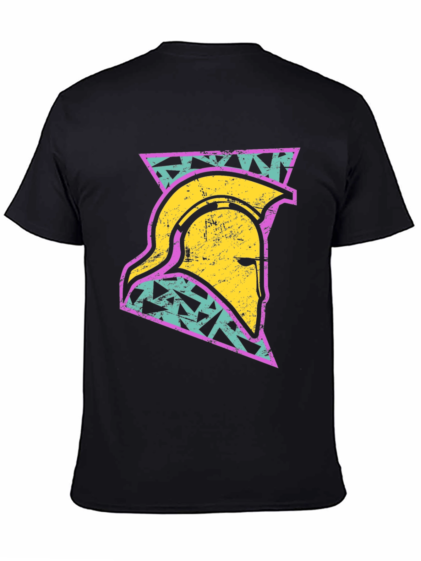 Black Retro Spartan Helmet Graphic T-Shirt view 4