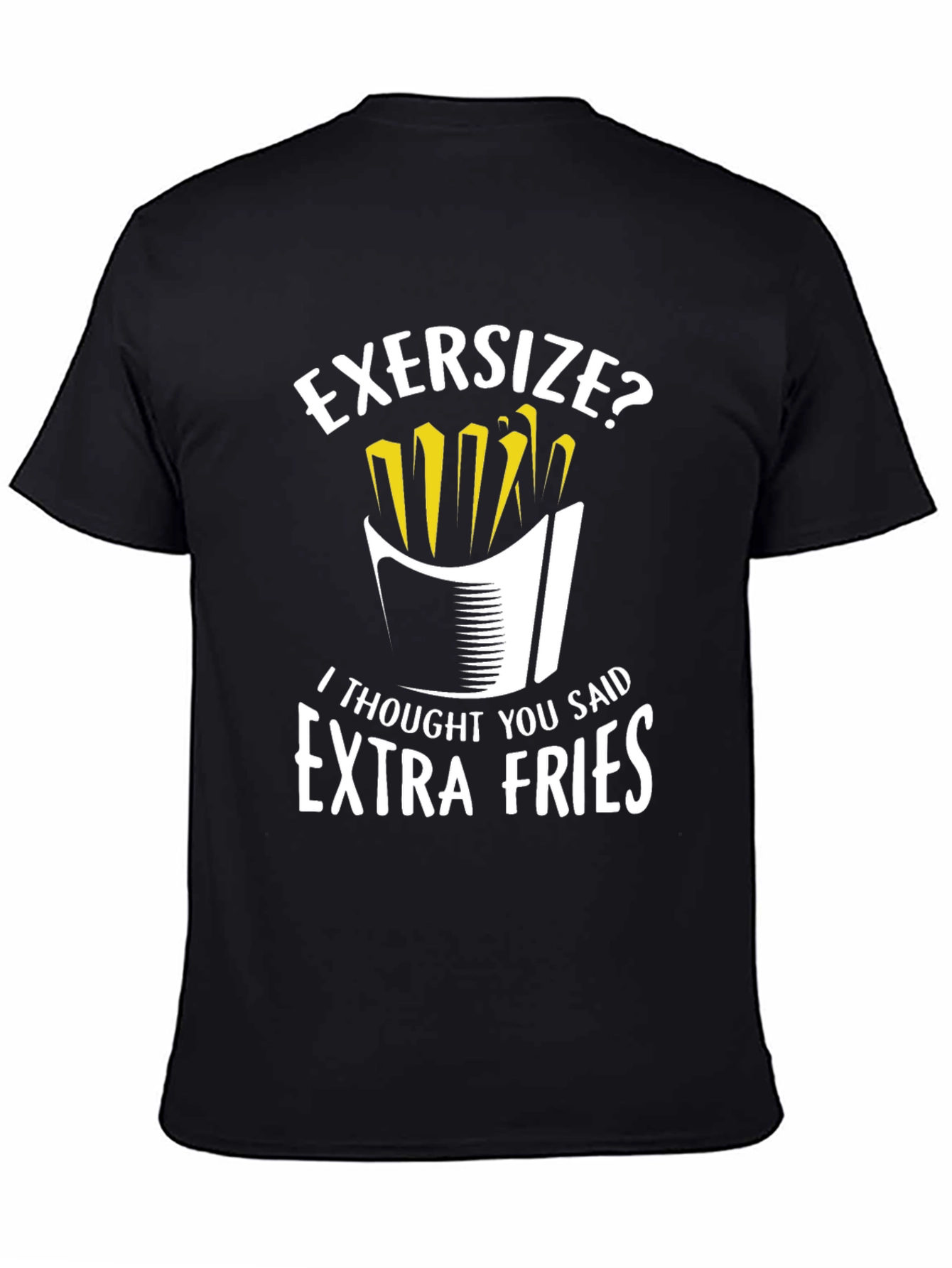 Black Funny 'Extra Fries' Graphic T-Shirt view 4