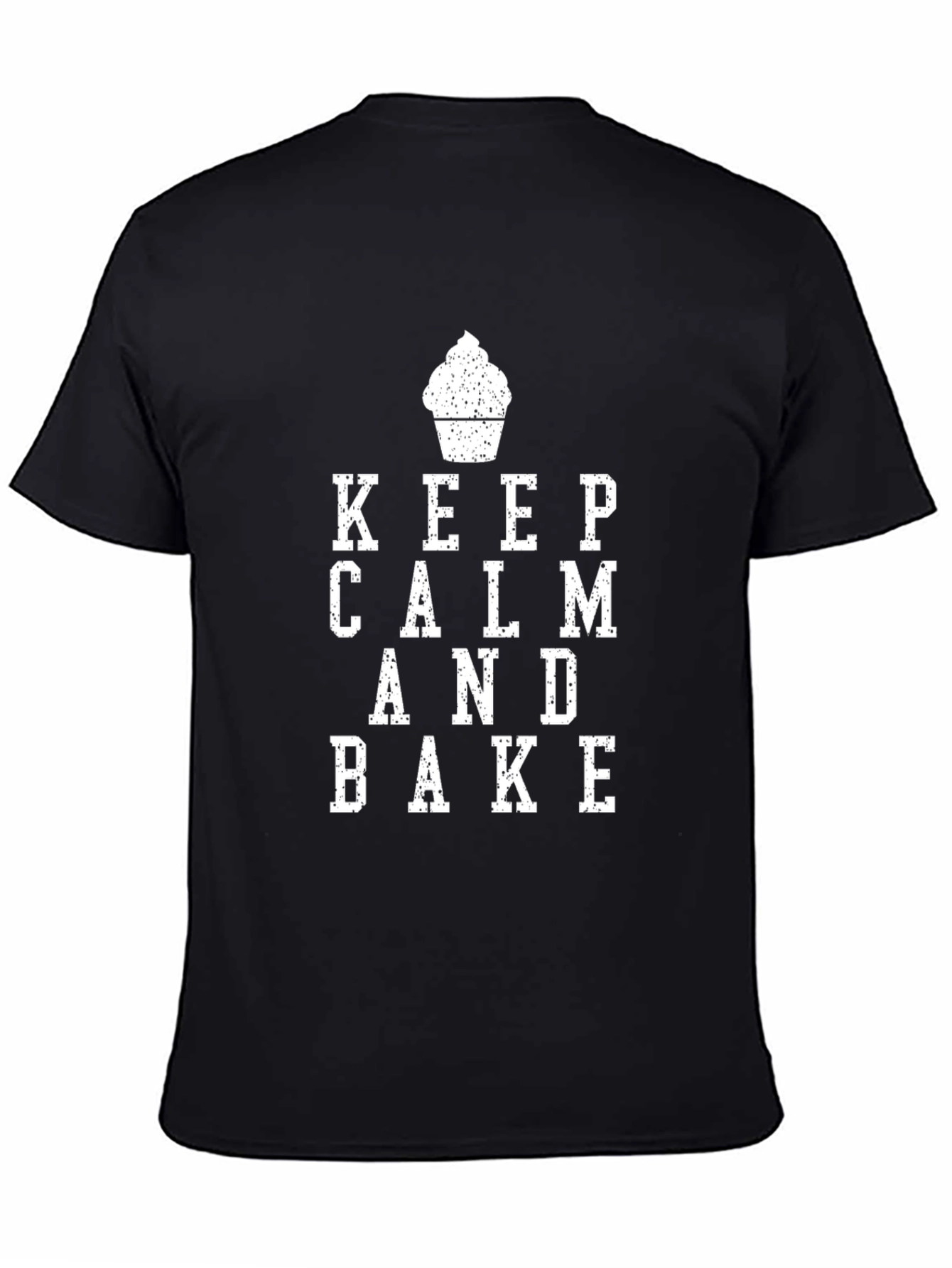 Black Keep Calm and Bake T-Shirt - Funny Baking Shirt view 4