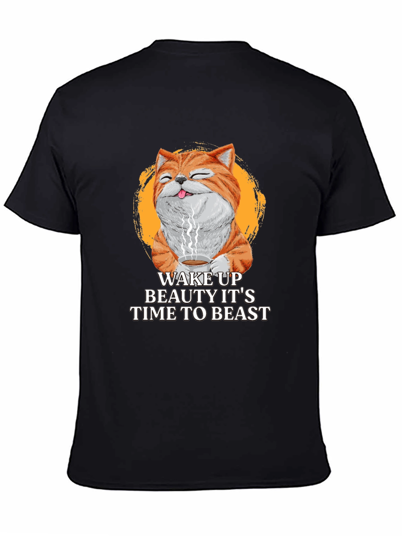 Black Wake Up Beauty It's Time To Beast Cat T-Shirt view 4