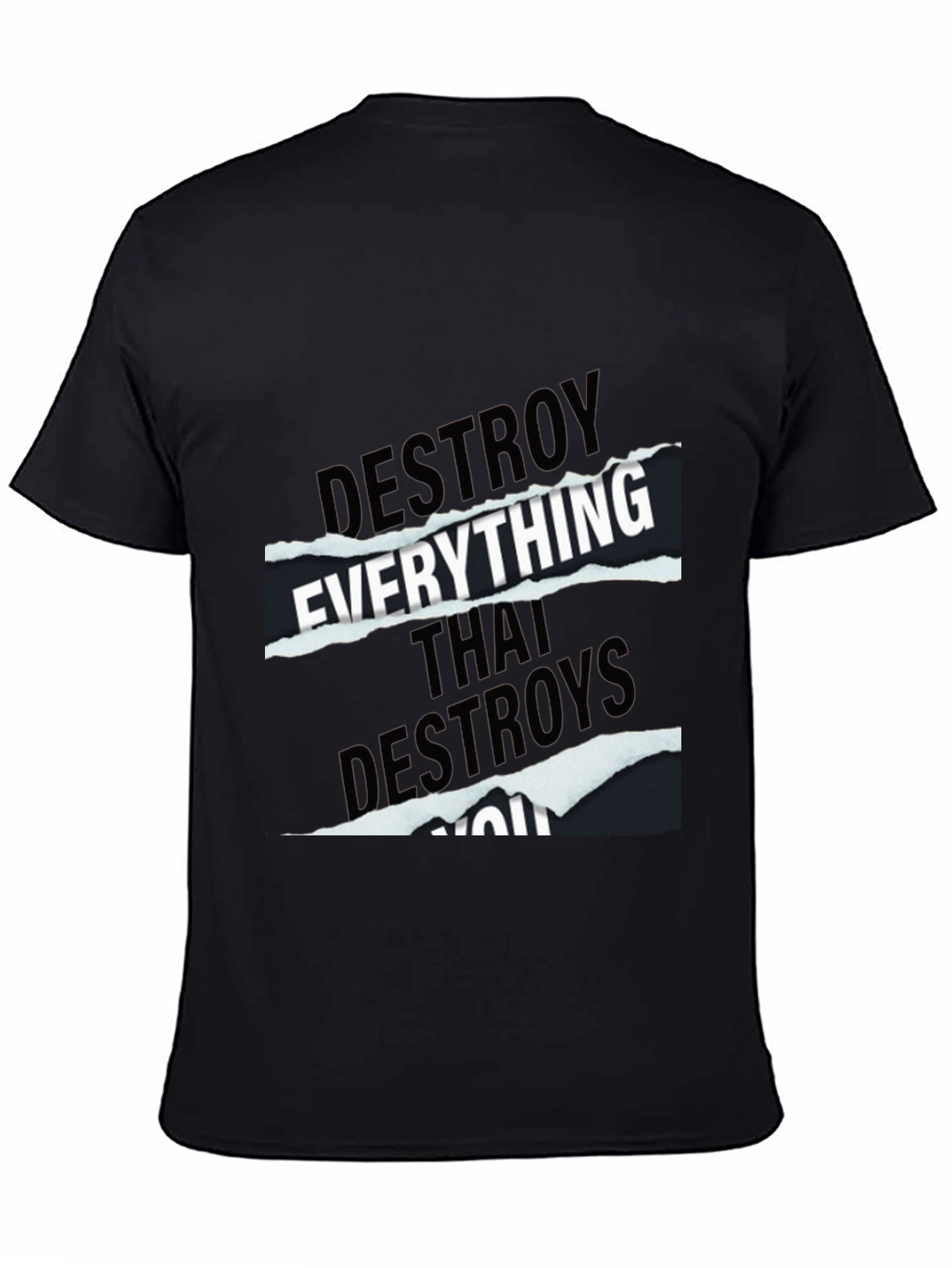 Black Destroy Everything Graphic Tee - Black Cotton T-Shirt view 4
