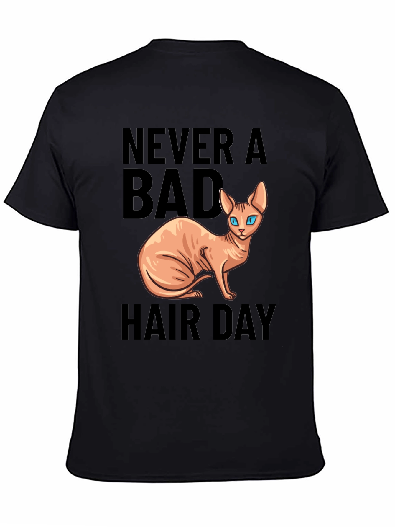 Black Never a Bad Hair Day Cat T-Shirt view 4