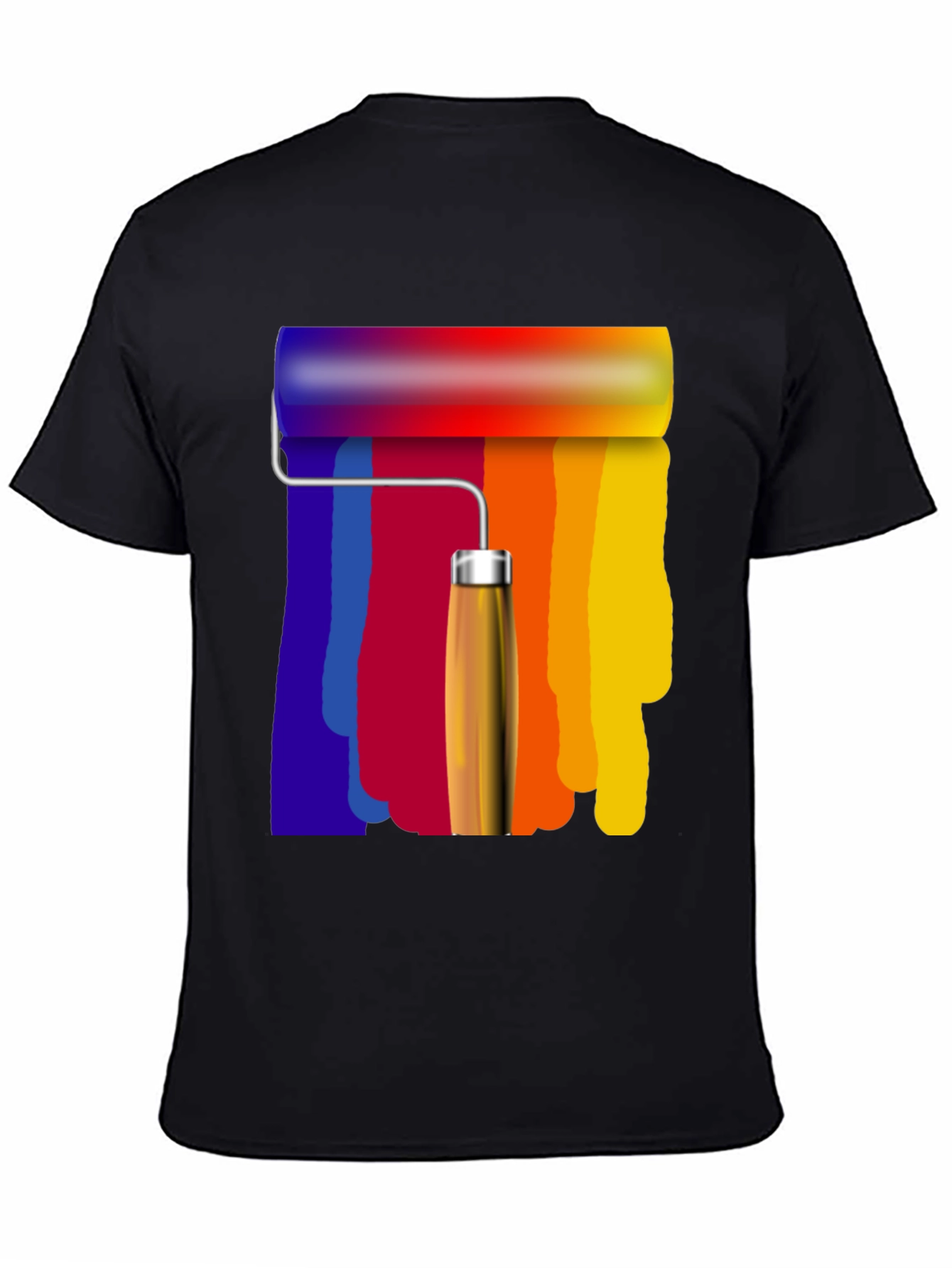 Black Colorful Paint Roller Graphic Tee - Artistic Design view 4