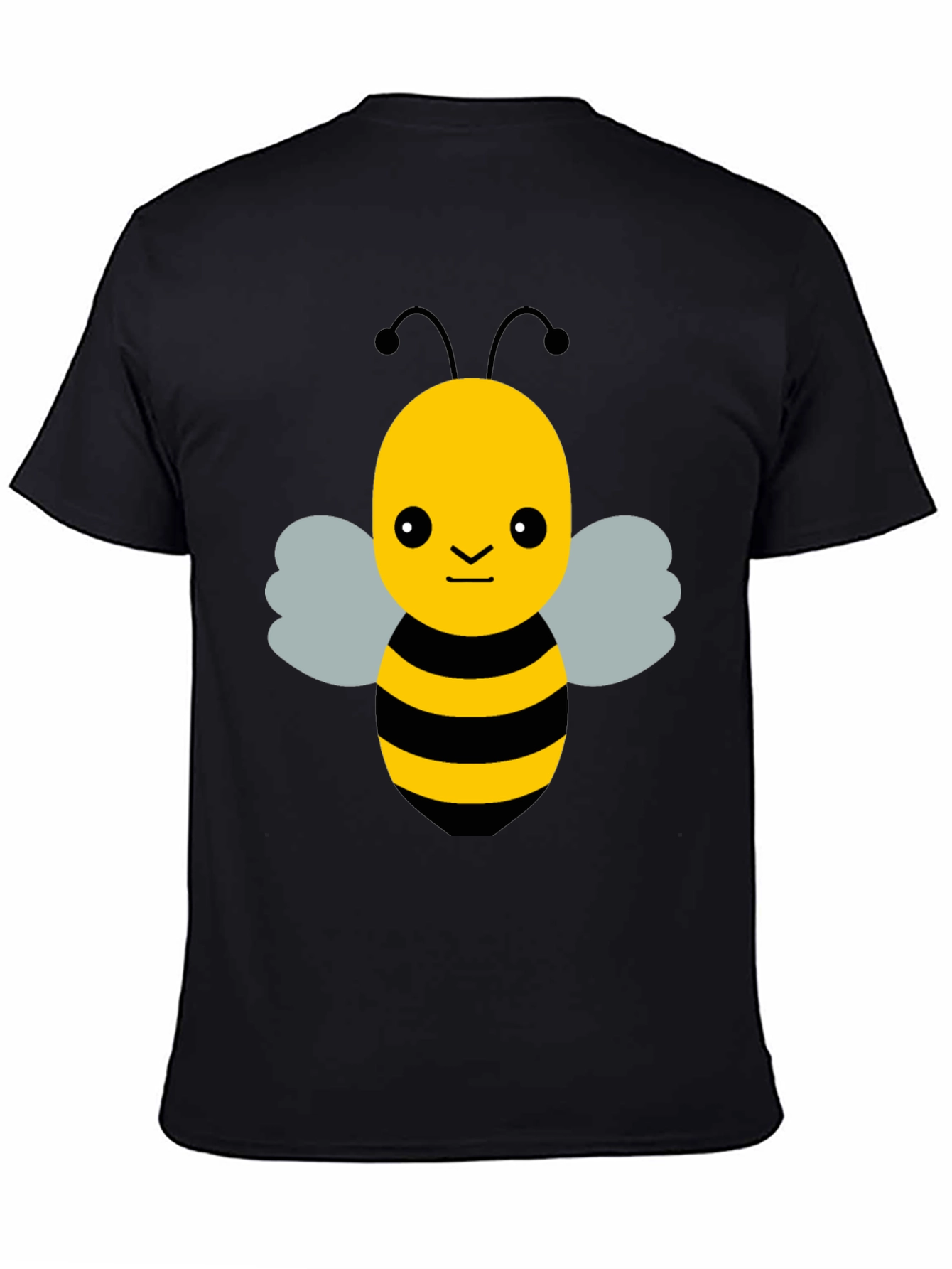 Black Cute Cartoon Bee Graphic Black T-Shirt view 4