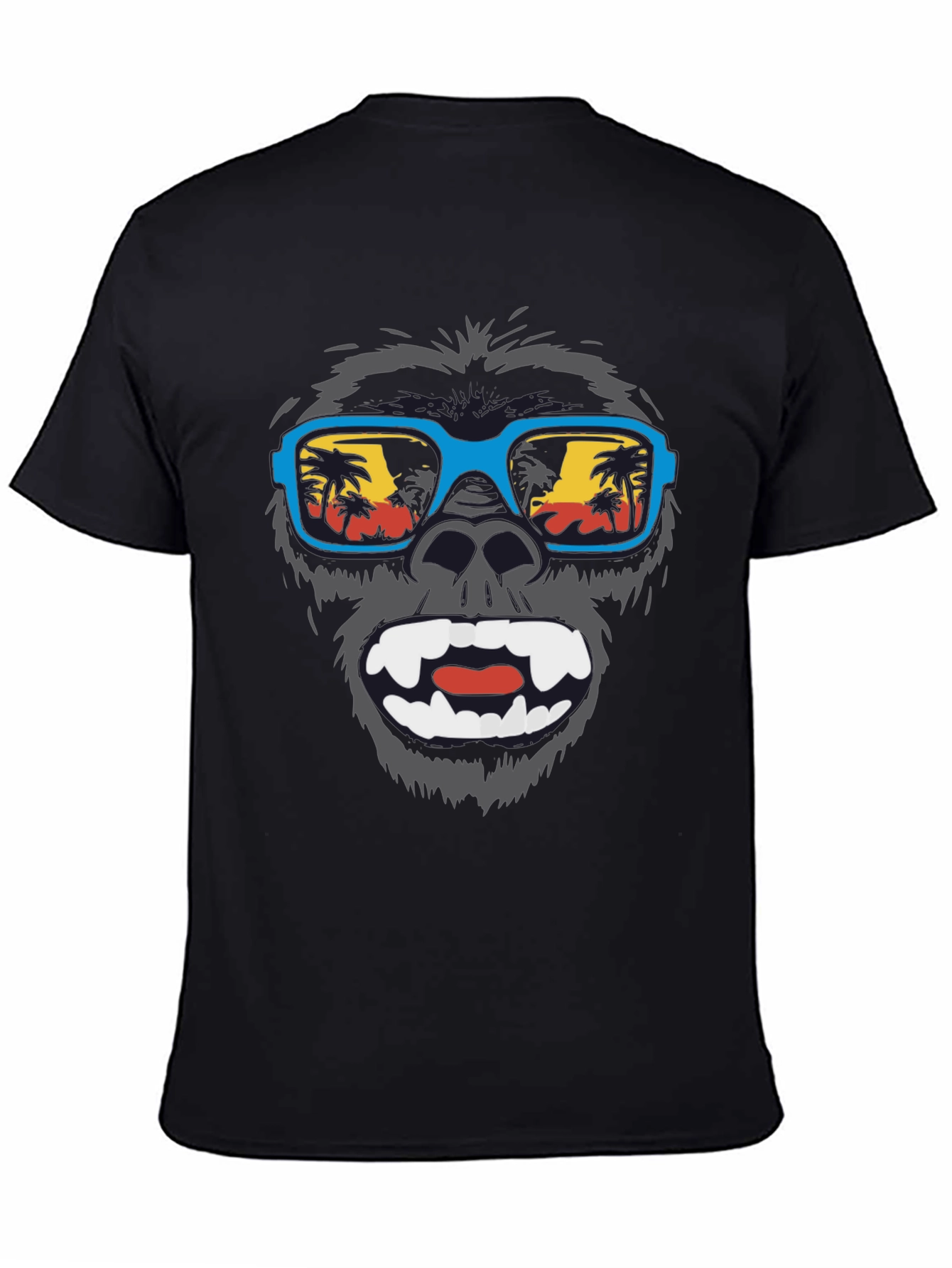Black Cool Gorilla Beach T-Shirt - Summer Vibes view 4