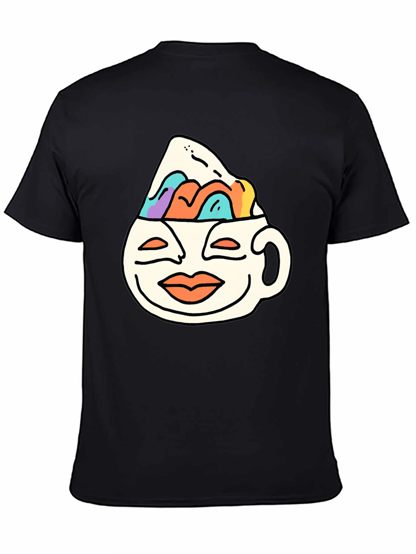 Black Quirky Graphic Tee - Coffee Cup Mountain Design view 4