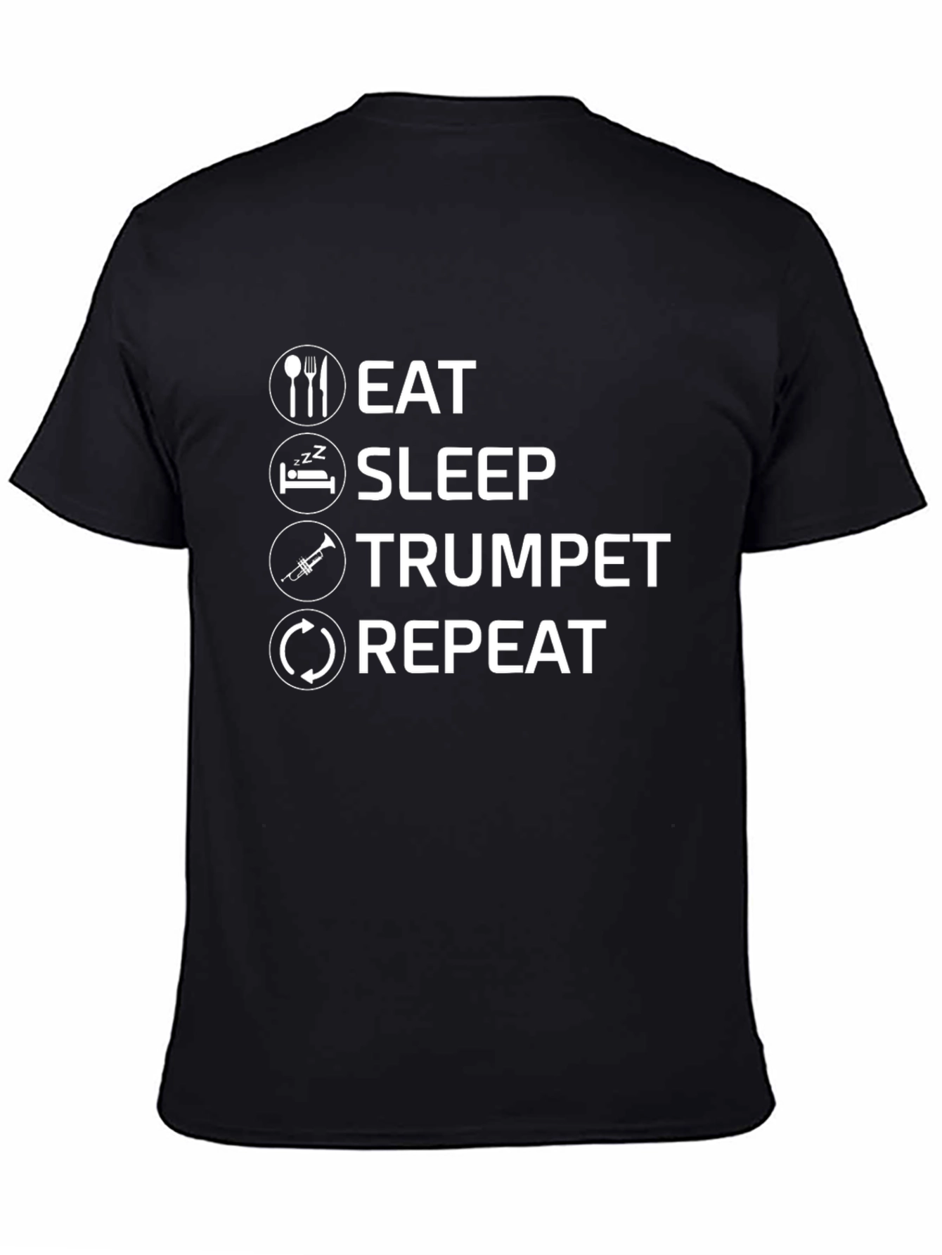 Black Eat Sleep Trumpet Repeat Black T-Shirt view 4