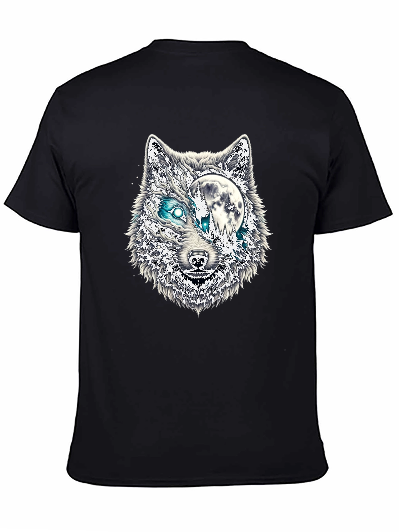 Black Wolf Moon Graphic T-Shirt - Black Cotton Blend view 4