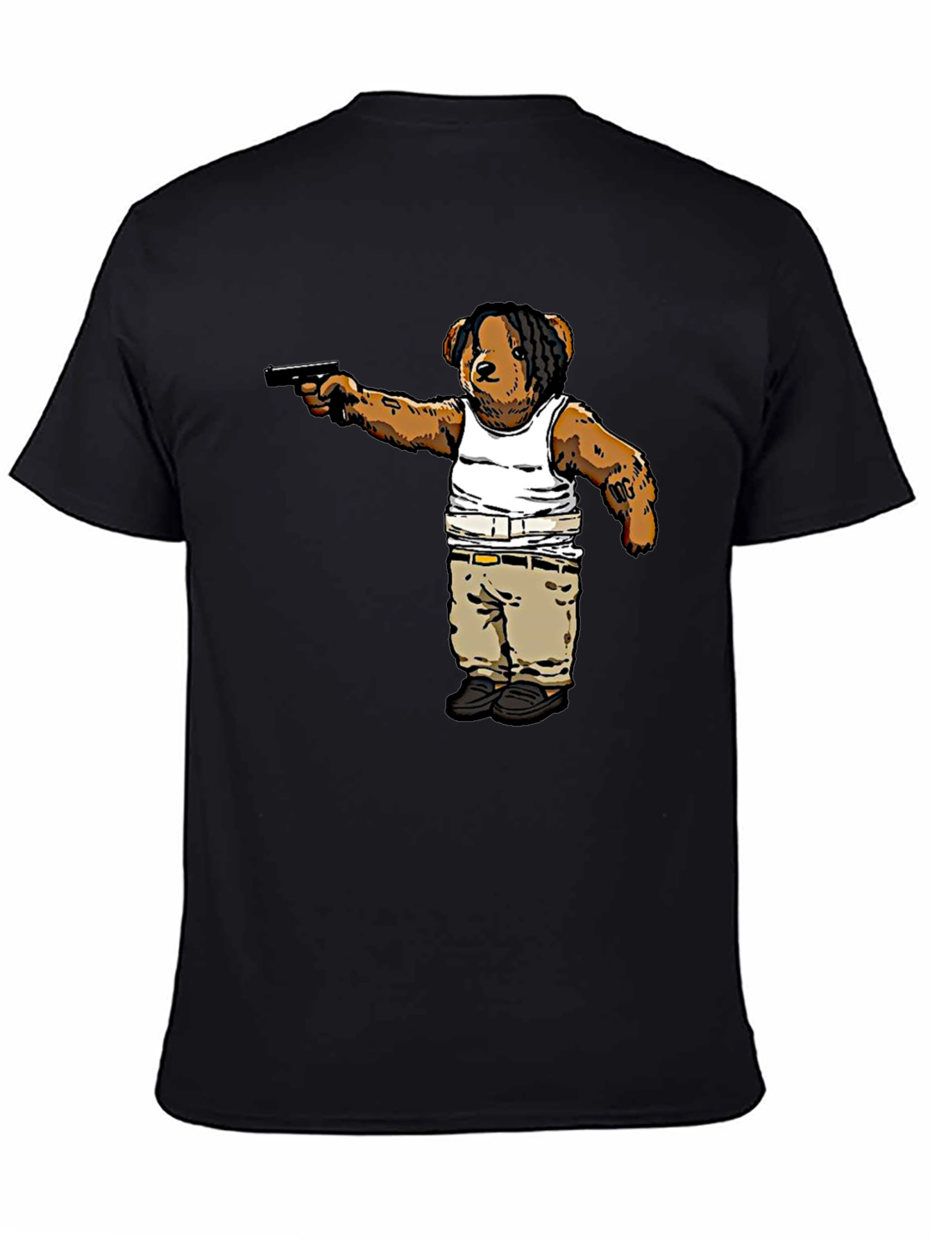 Black Gangster Teddy Bear Graphic T-Shirt view 4