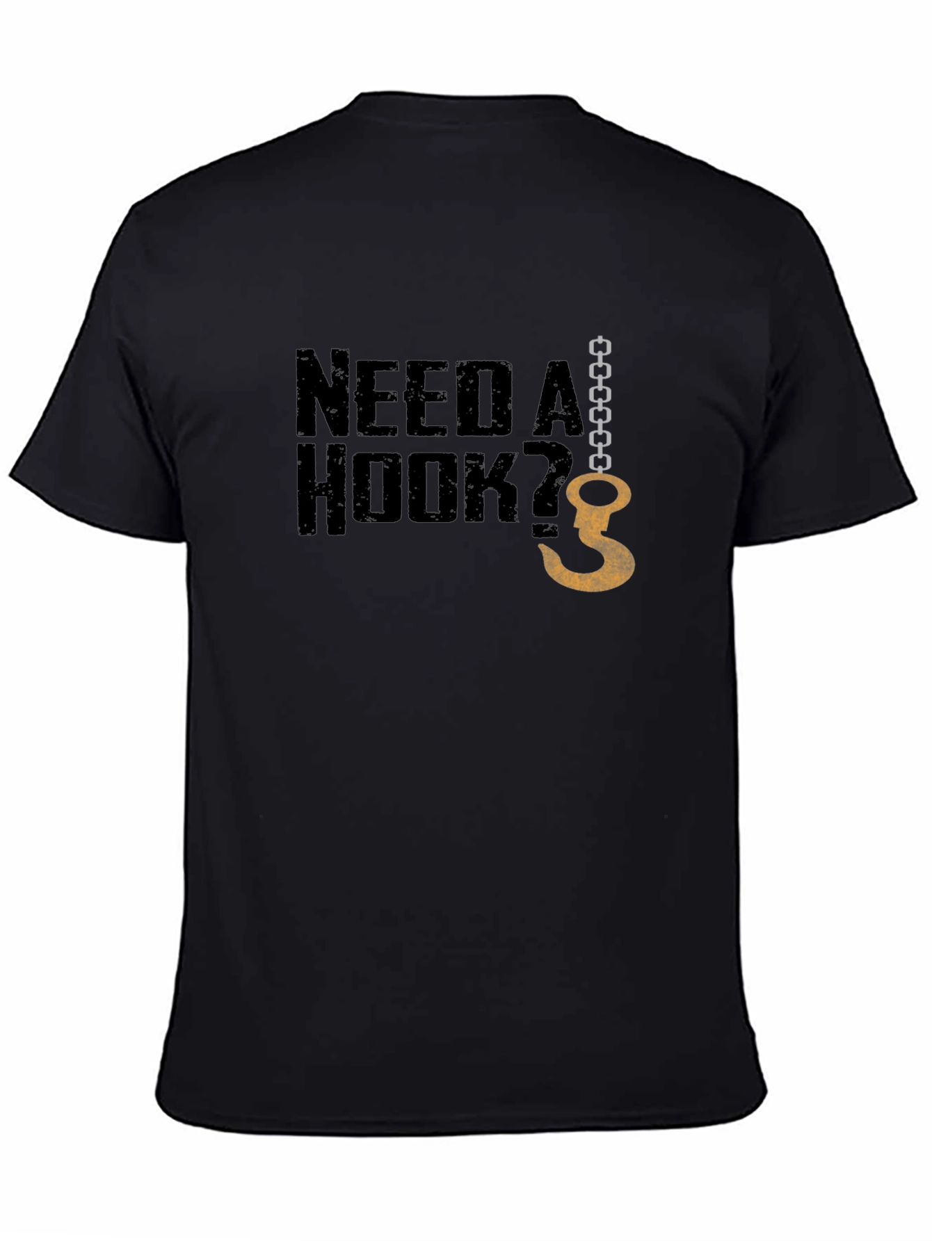 Black Need A Hook? Graphic Men's Black T-Shirt view 4