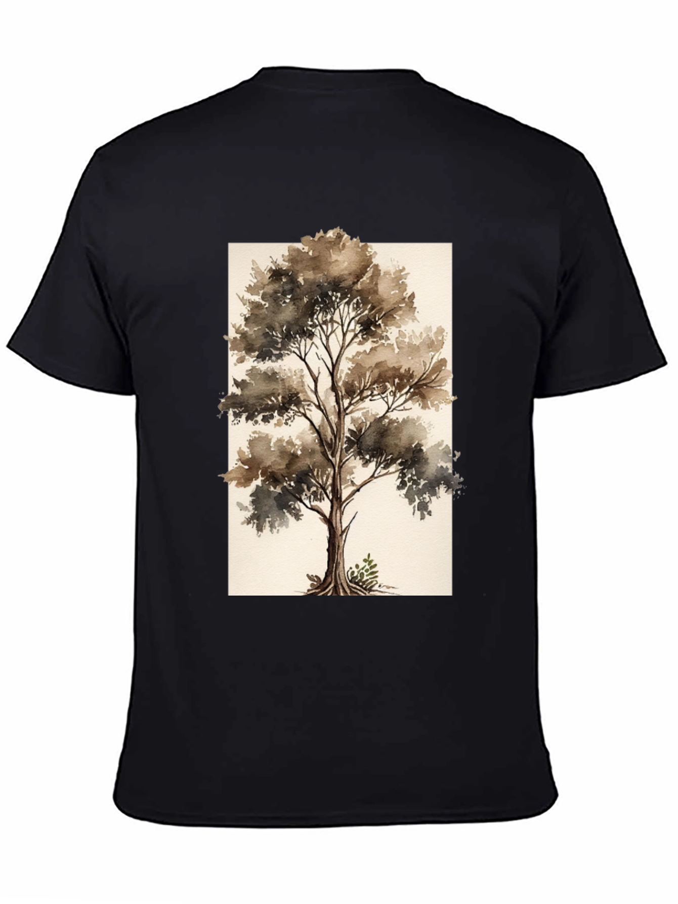 Black Watercolor Tree Graphic Black Tee view 4