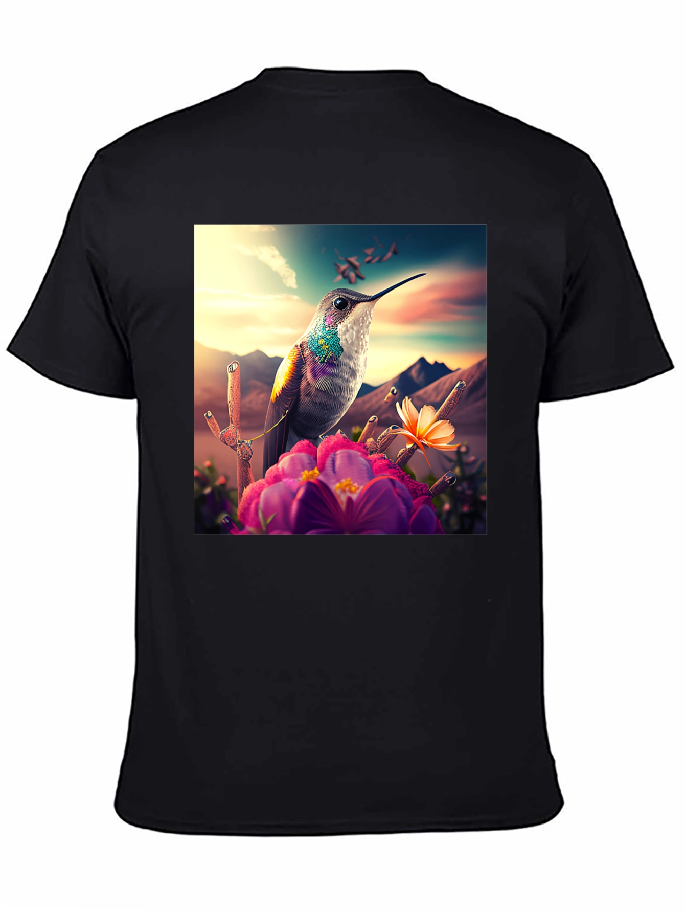 Black Hummingbird T-Shirt - Nature Graphic Tee view 4