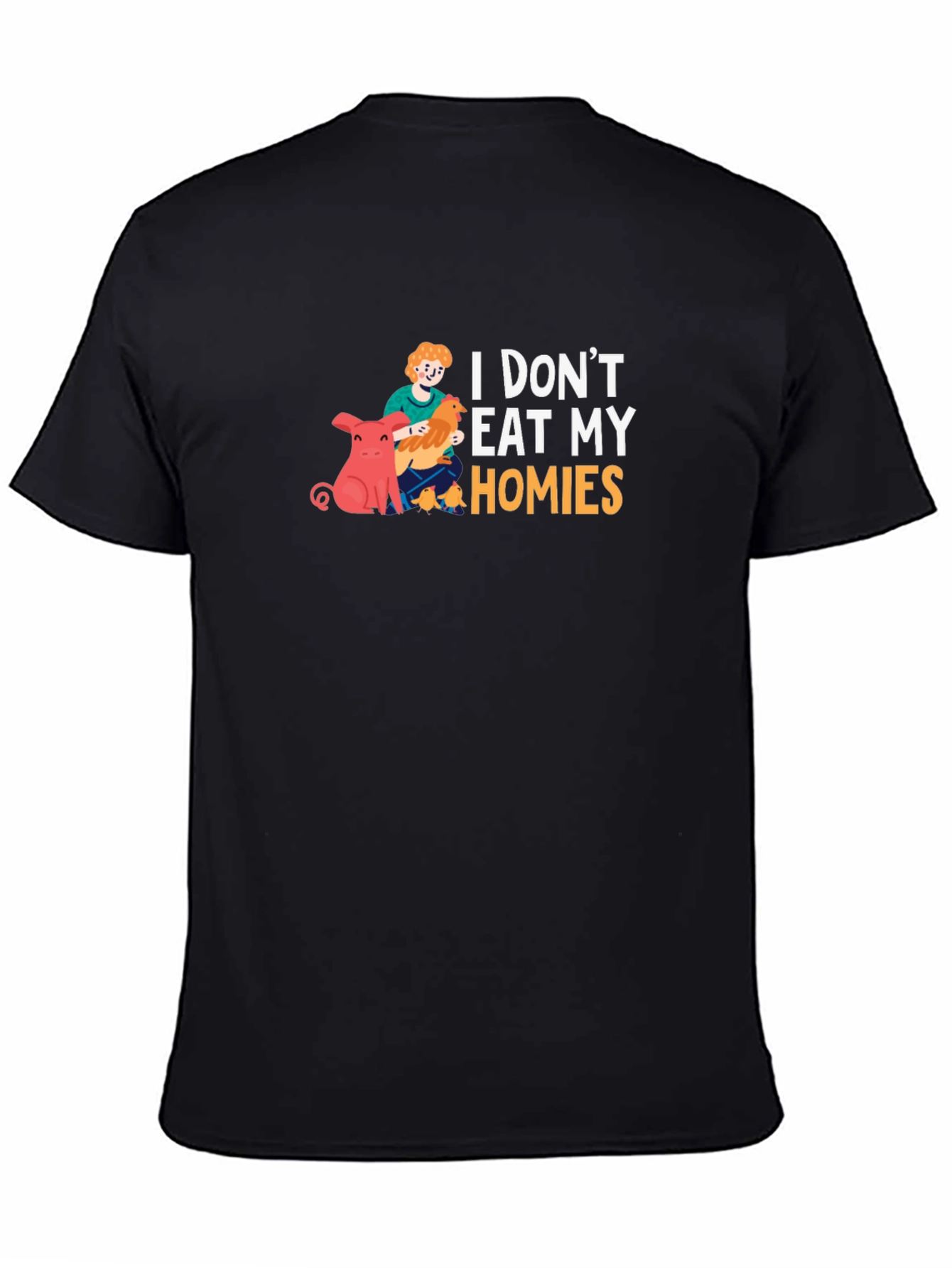 Black Vegan T-Shirt - I Don't Eat My Homies view 4