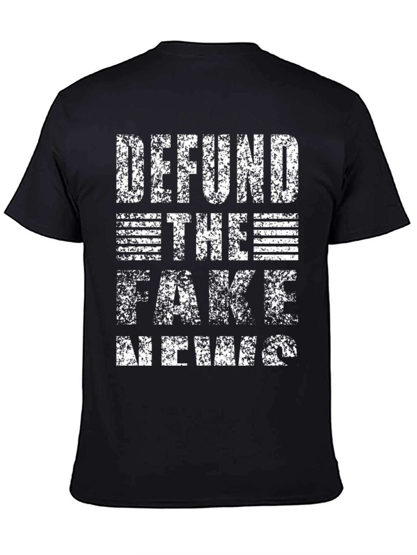 Black Defund the Fake News Graphic T-Shirt - Political Statement Tee view 4