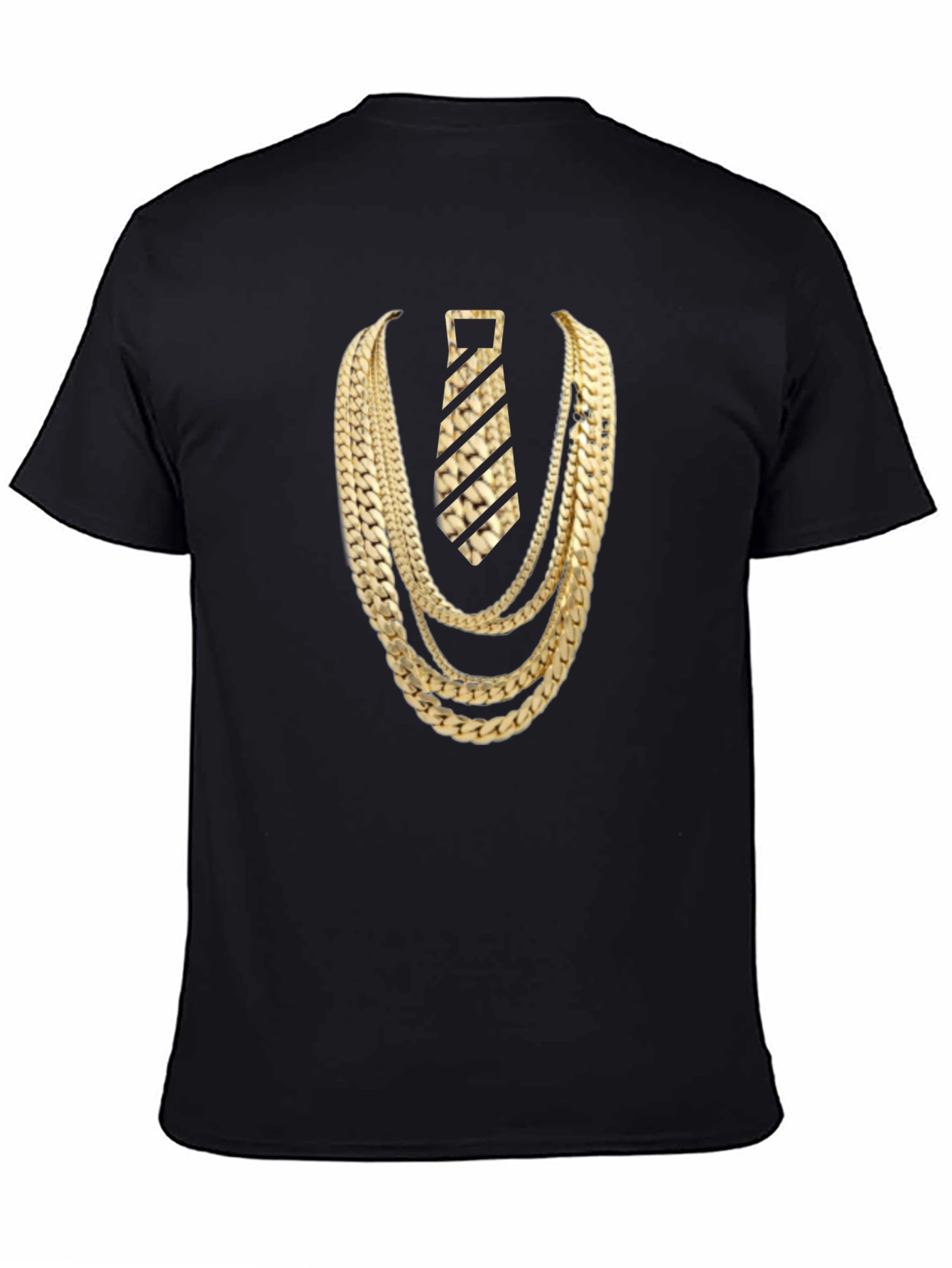 Black Gold Chains and Tie Graphic Tee - Statement Style view 4