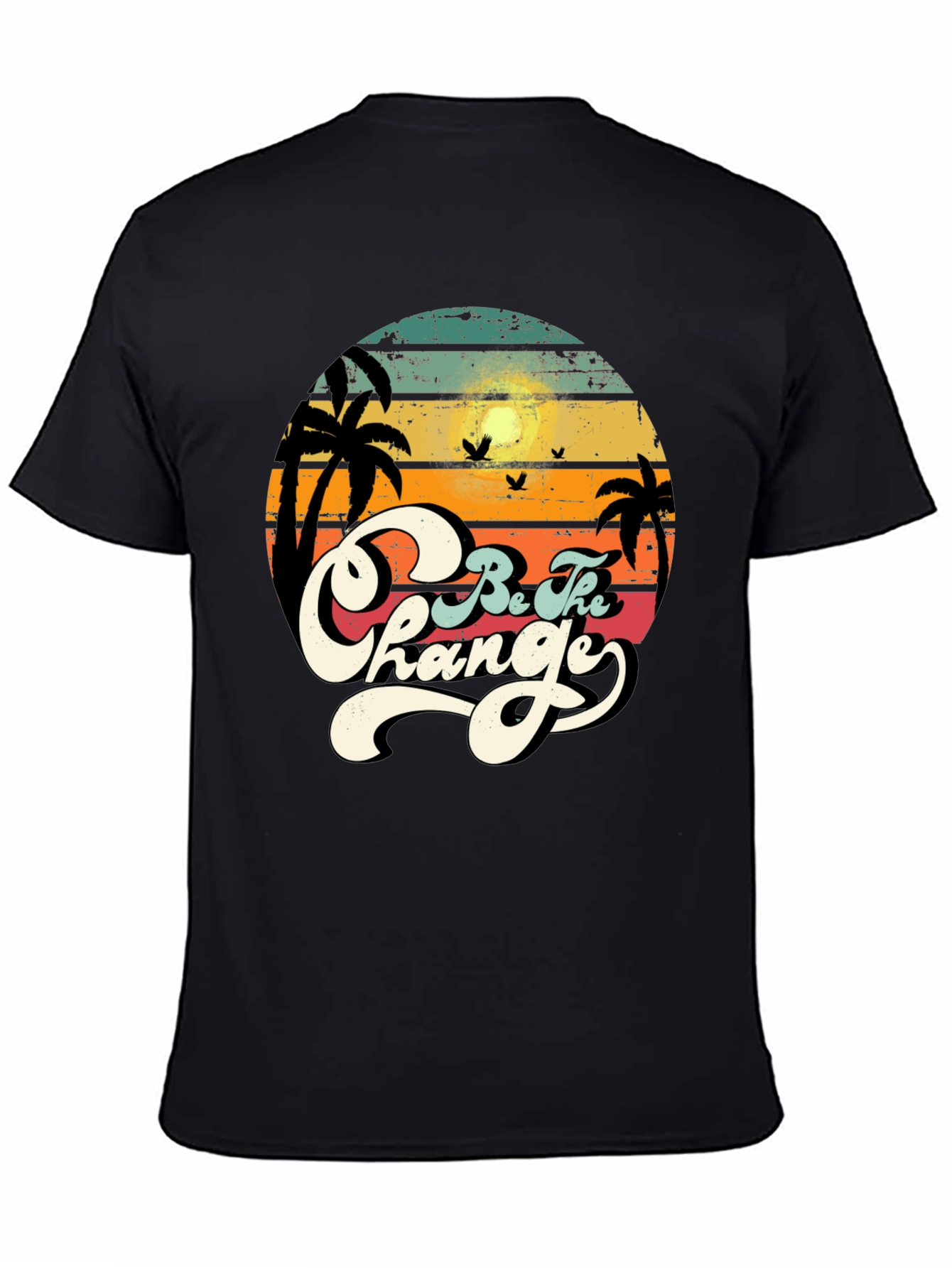 Black Retro Sunset 'Be The Change' Graphic T-Shirt view 4