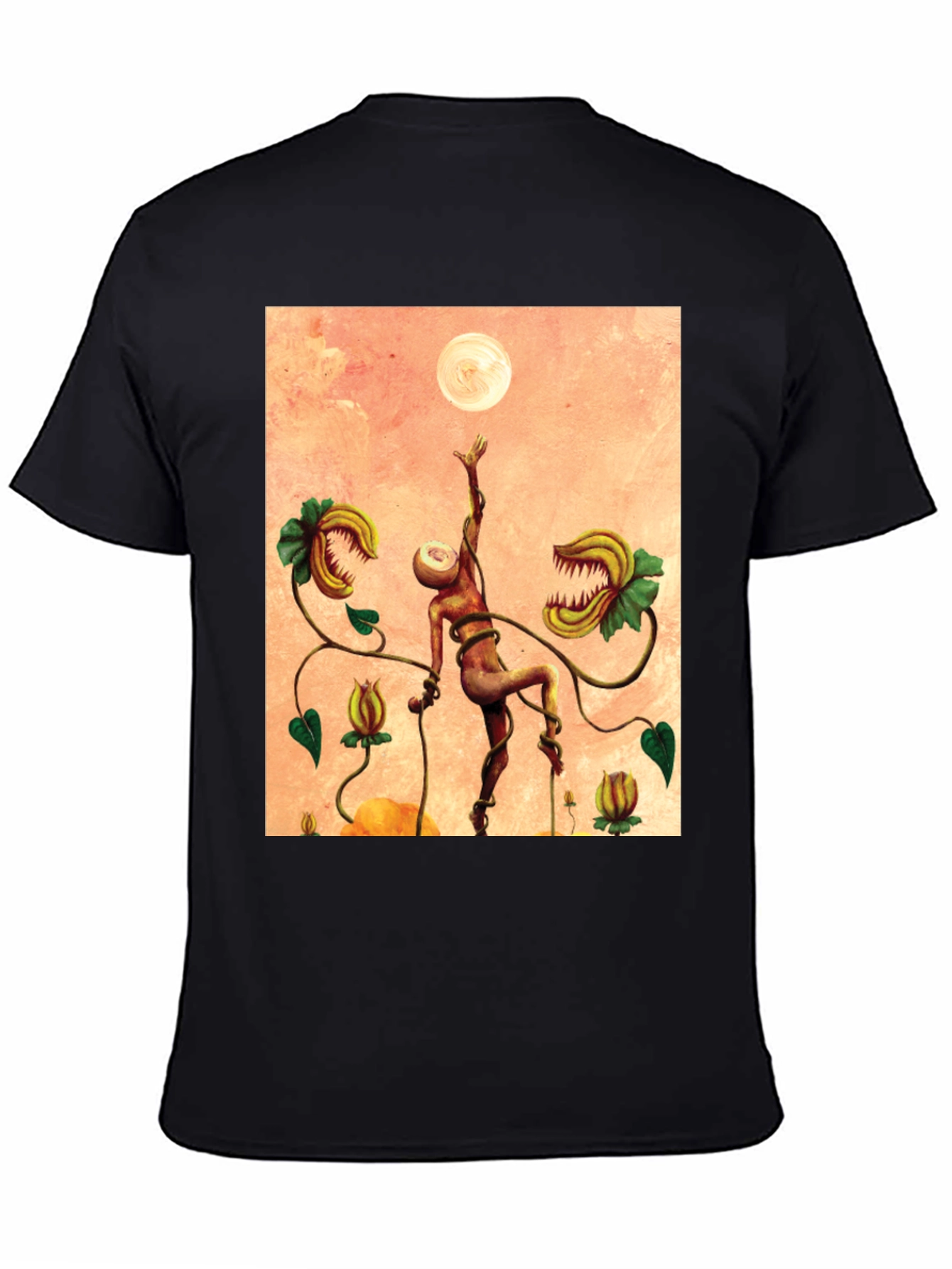 Black Surreal Venus Flytrap Graphic Tee - Unique Art Shirt view 4