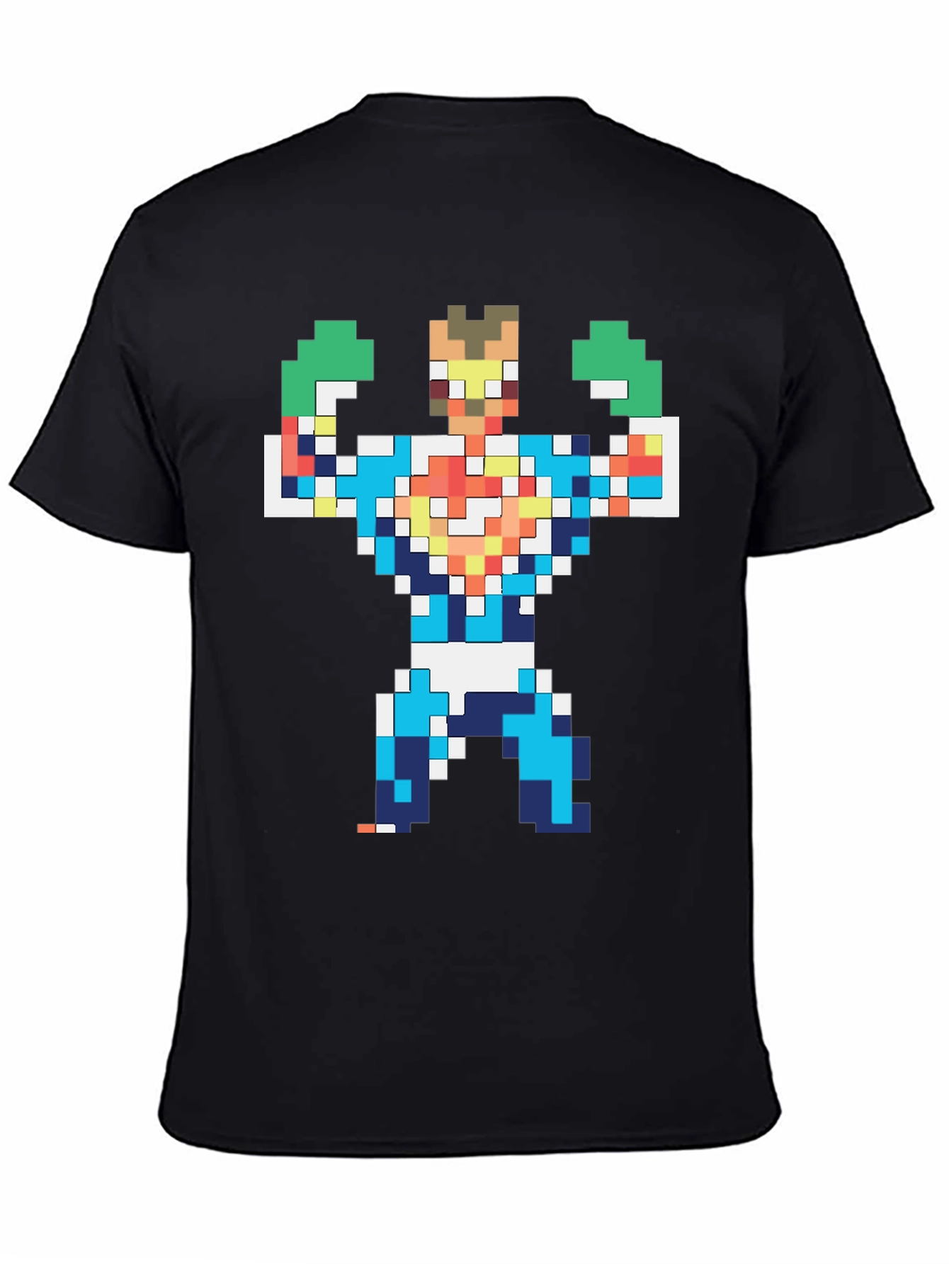 Black Pixelated Hero Graphic T-Shirt - Retro Gaming Style view 4