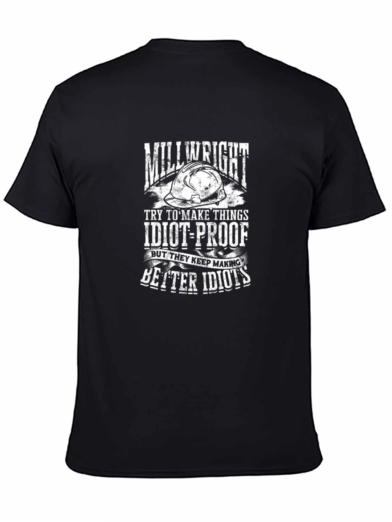 Black Millwright Idiot-Proof Black Graphic T-Shirt view 4