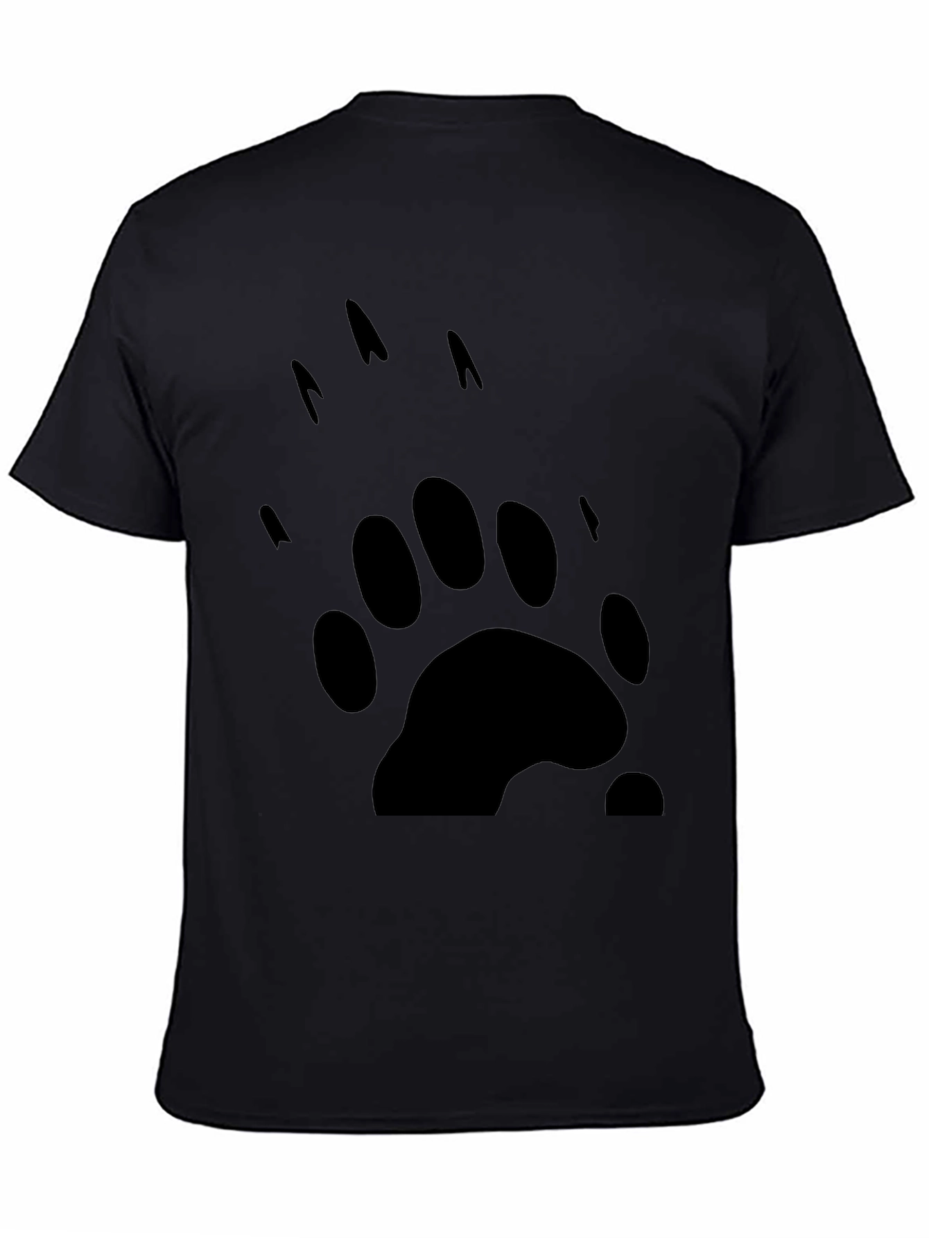 Black Bear Paw Print Graphic Tee - Black Cotton T-Shirt view 4