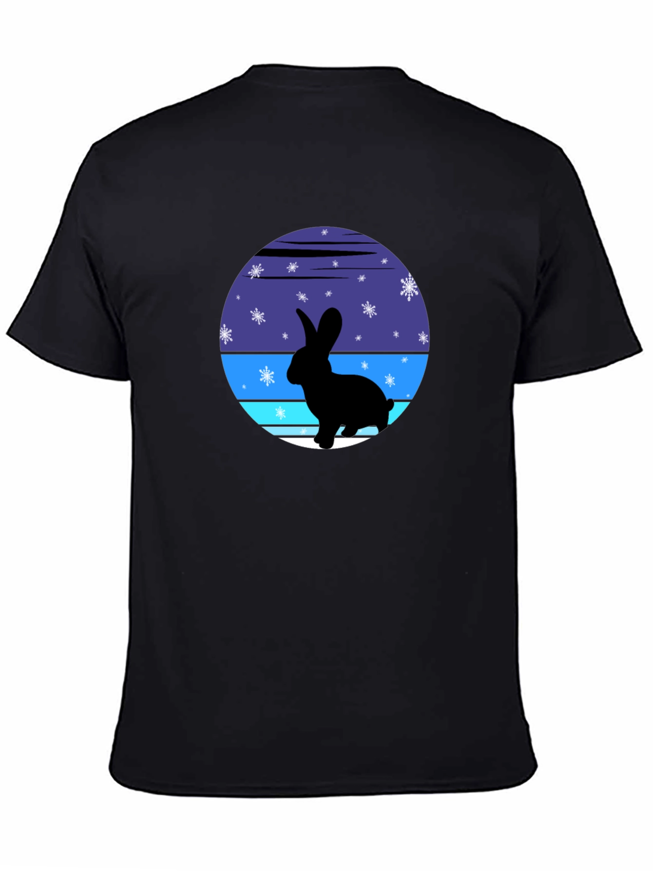 Black Winter Rabbit Graphic Tee - Soft Cotton Blend view 4