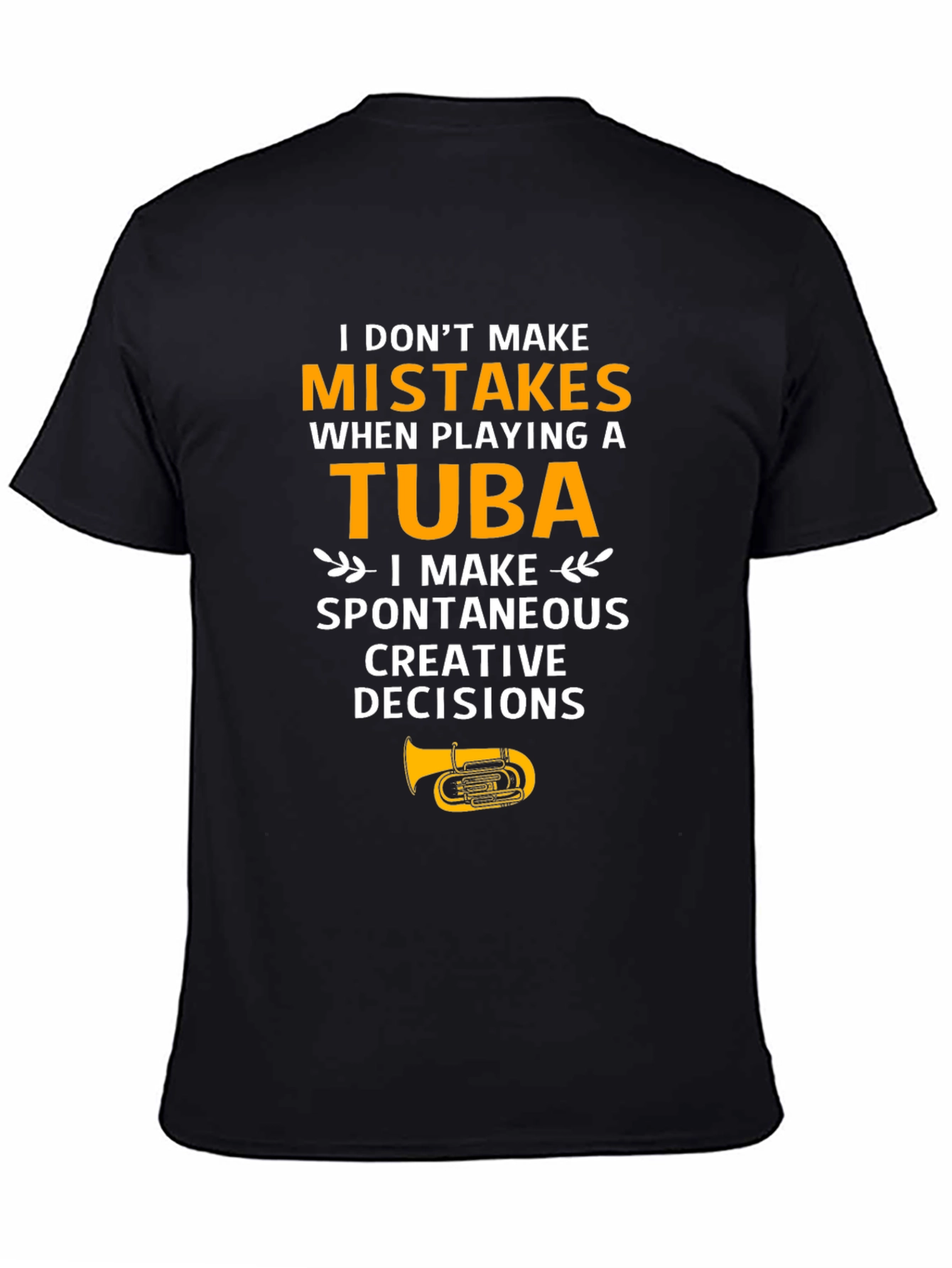 Black Funny Tuba Player T-Shirt view 4