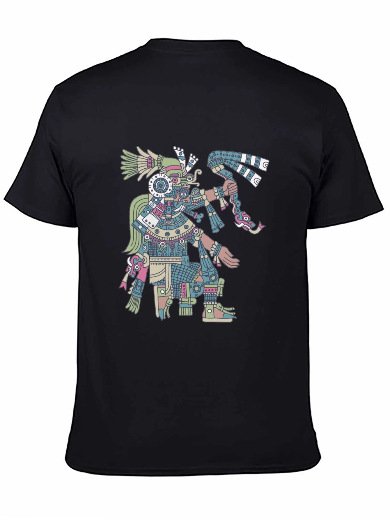 Black Aztec Warrior Graphic T-Shirt - Black view 4