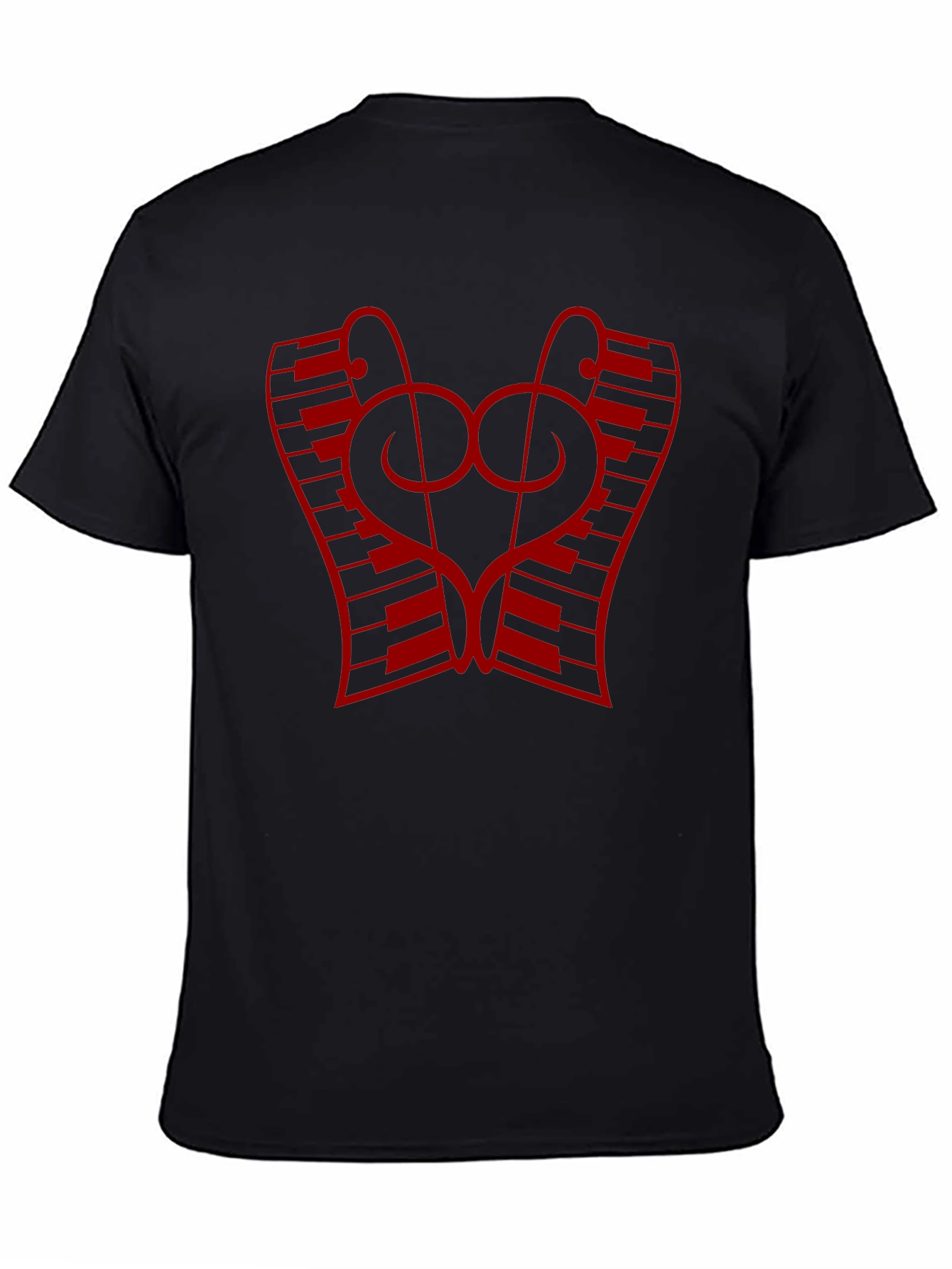 Black Musical Keyboard Heartbeat T-Shirt view 4