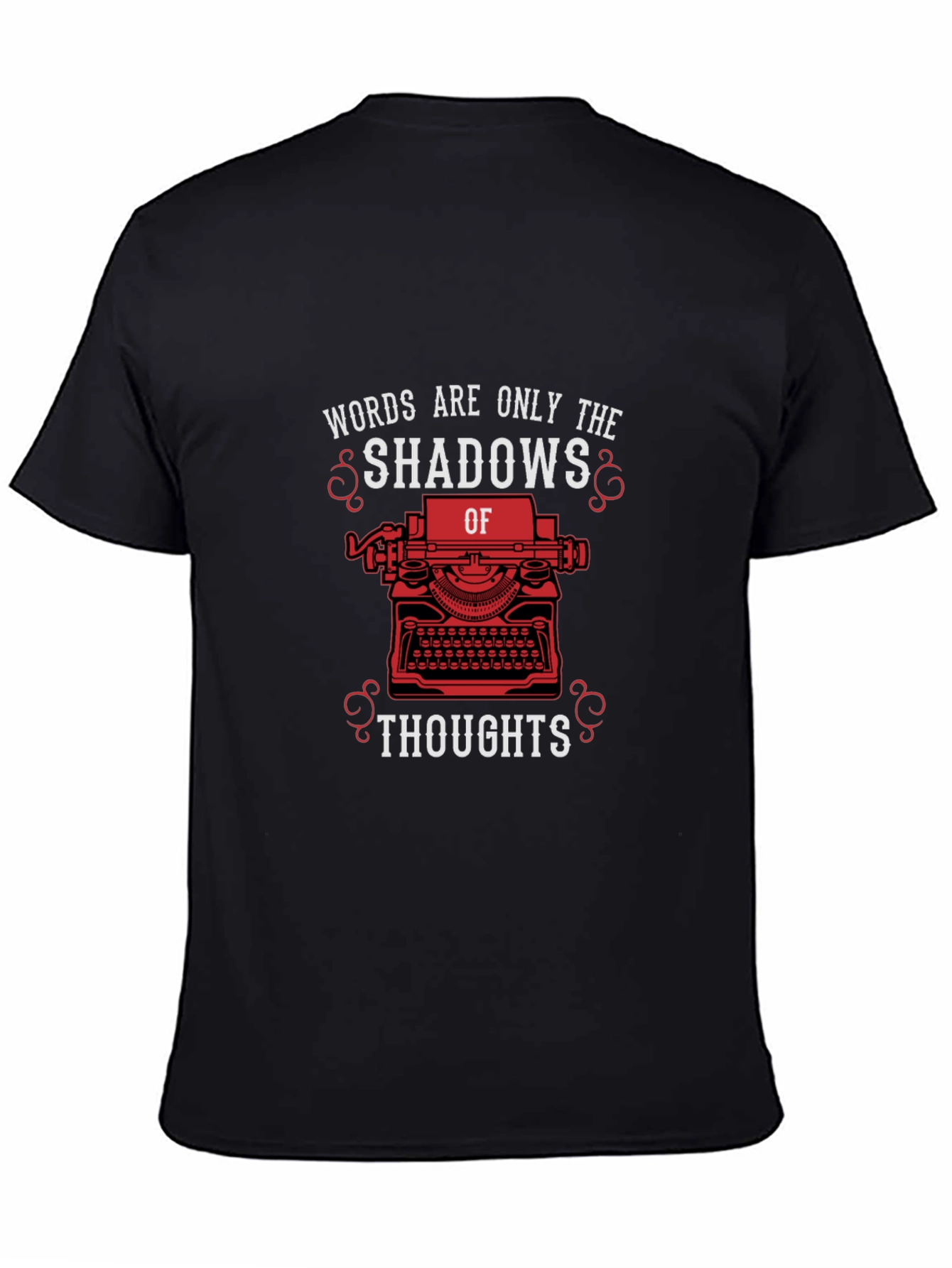 Black Shadows of Thoughts Typewriter Graphic Tee view 4