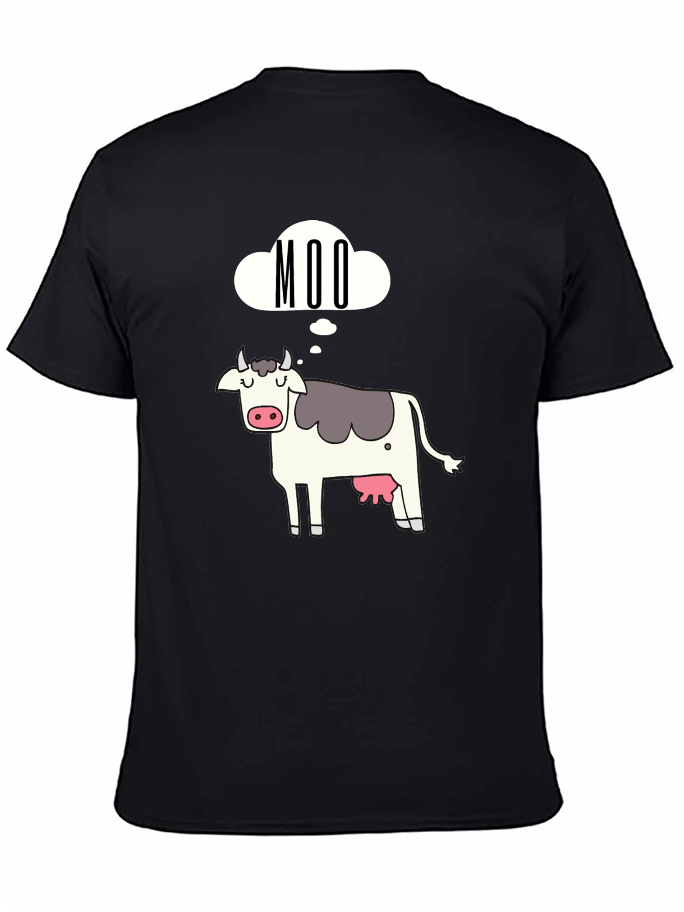 Black Moo Cow Graphic Tee - Black Cotton T-Shirt view 4