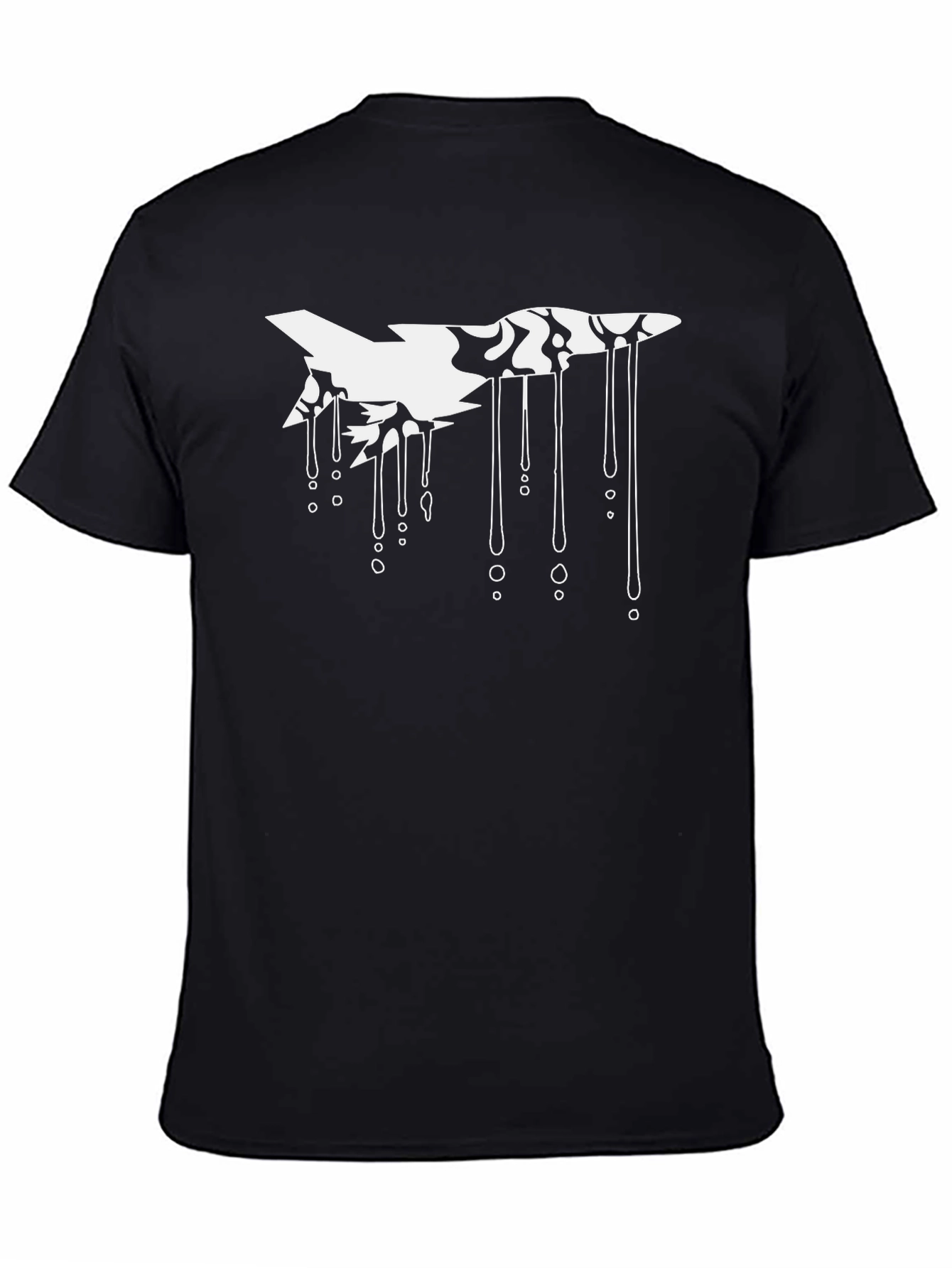Black Abstract Fighter Jet Graphic Tee - Black Cotton Blend view 4