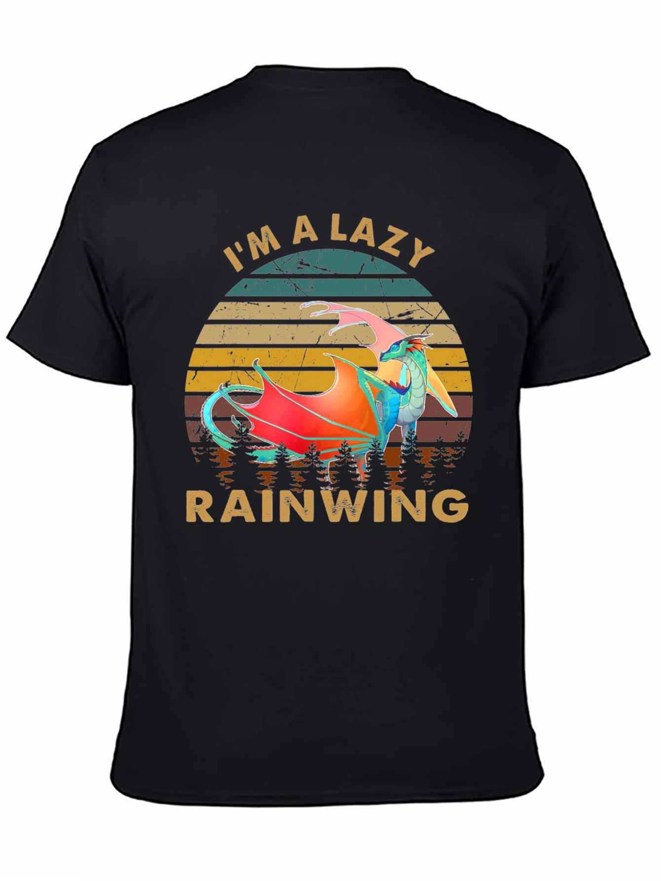 Black I'm a Lazy Rainwing Novelty Graphic T-Shirt view 4