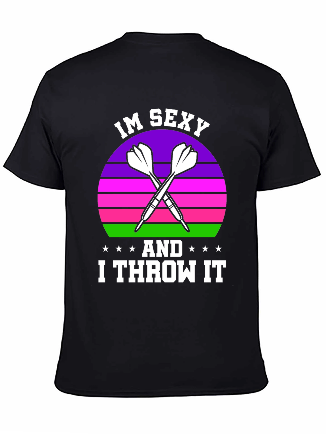 Black Funny Darts T-Shirt - I'm Sexy And I Throw It view 4