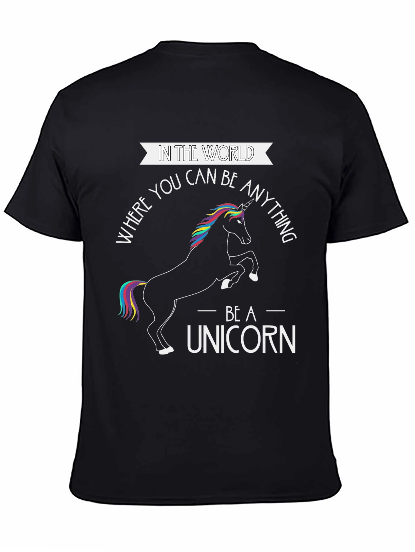 Black Be A Unicorn T-Shirt - Black Cotton Tee view 4