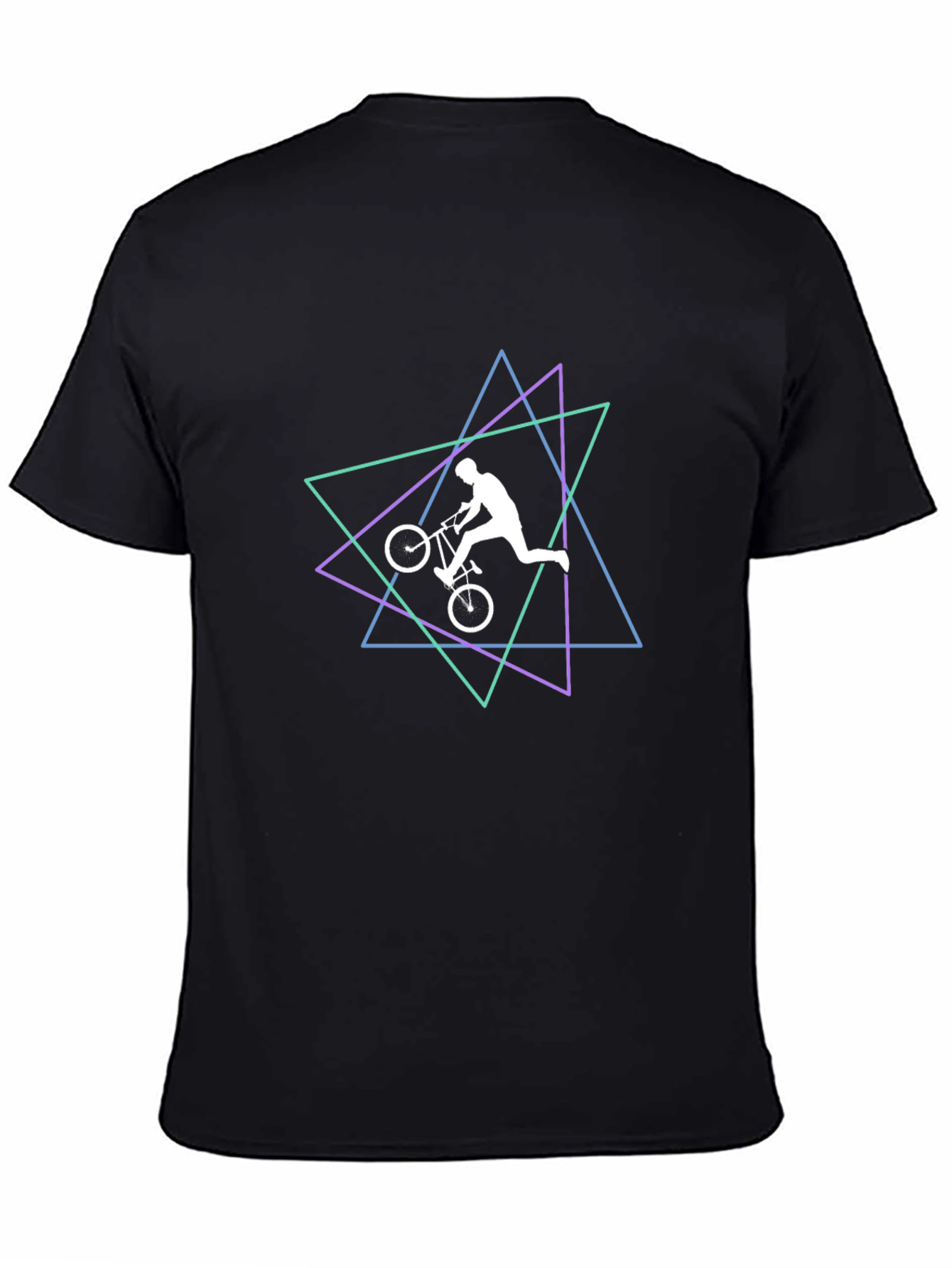 Black Retro Rider Graphic Tee - Black Cotton Blend T-Shirt view 4